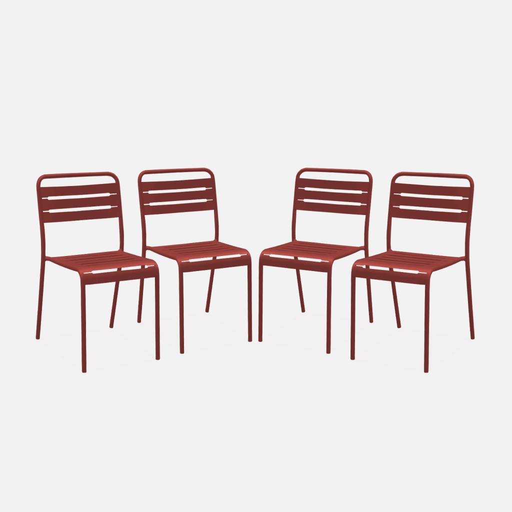 Lot de 4 chaises de jardin, terre de sienne