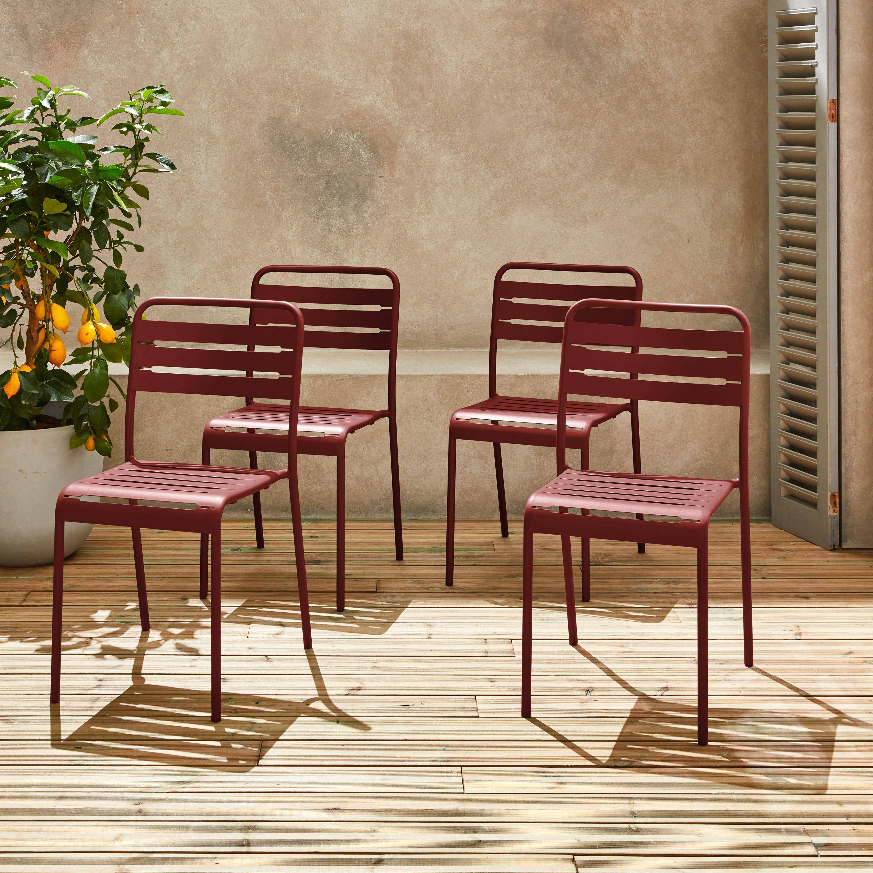Set of 4 stackable steel garden chairs Sienna earth 44x52x79 cm - Amelia,sweeek,Photo1