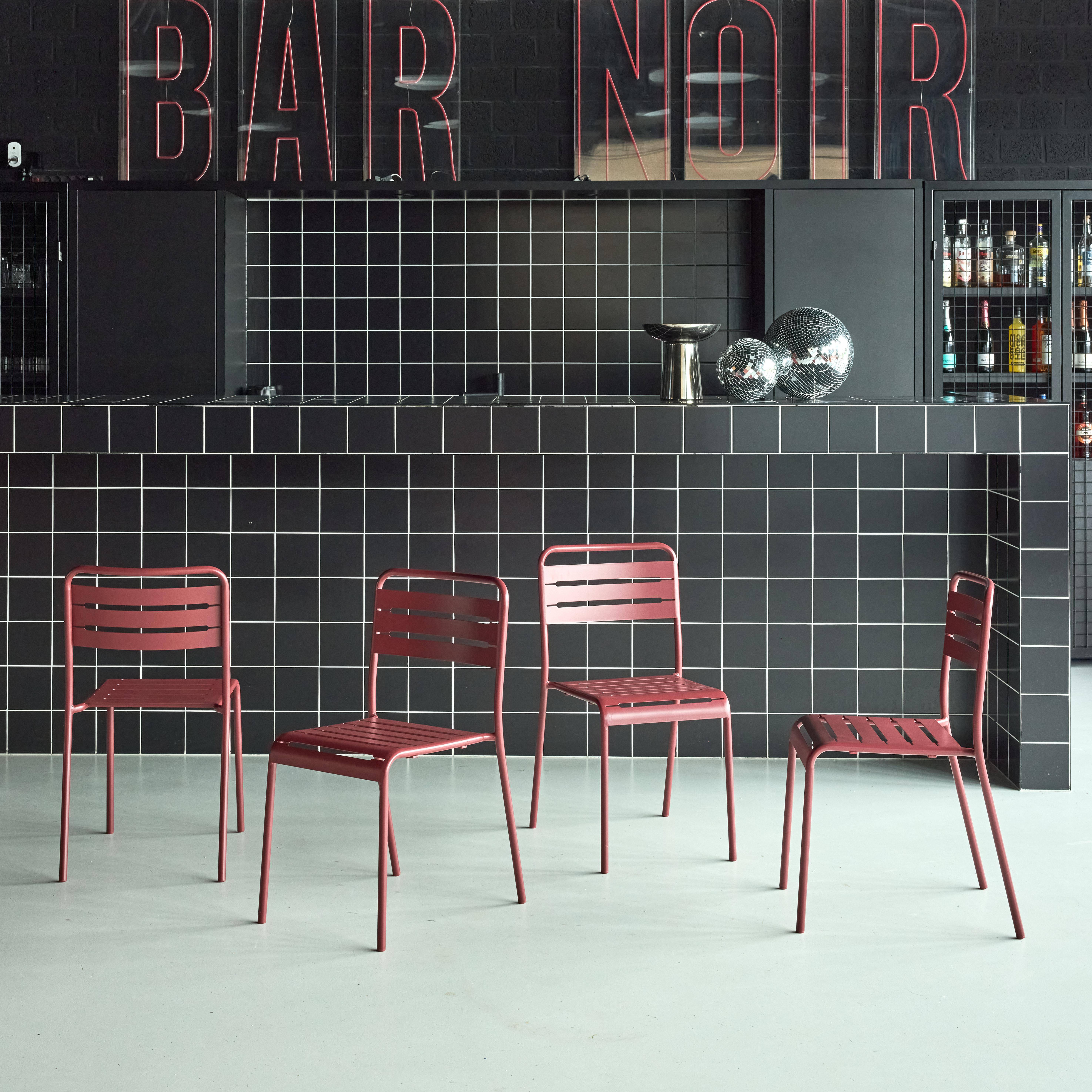 Set of 4 stackable steel garden chairs Sienna earth 44x52x79 cm - Amelia,sweeek,Photo2