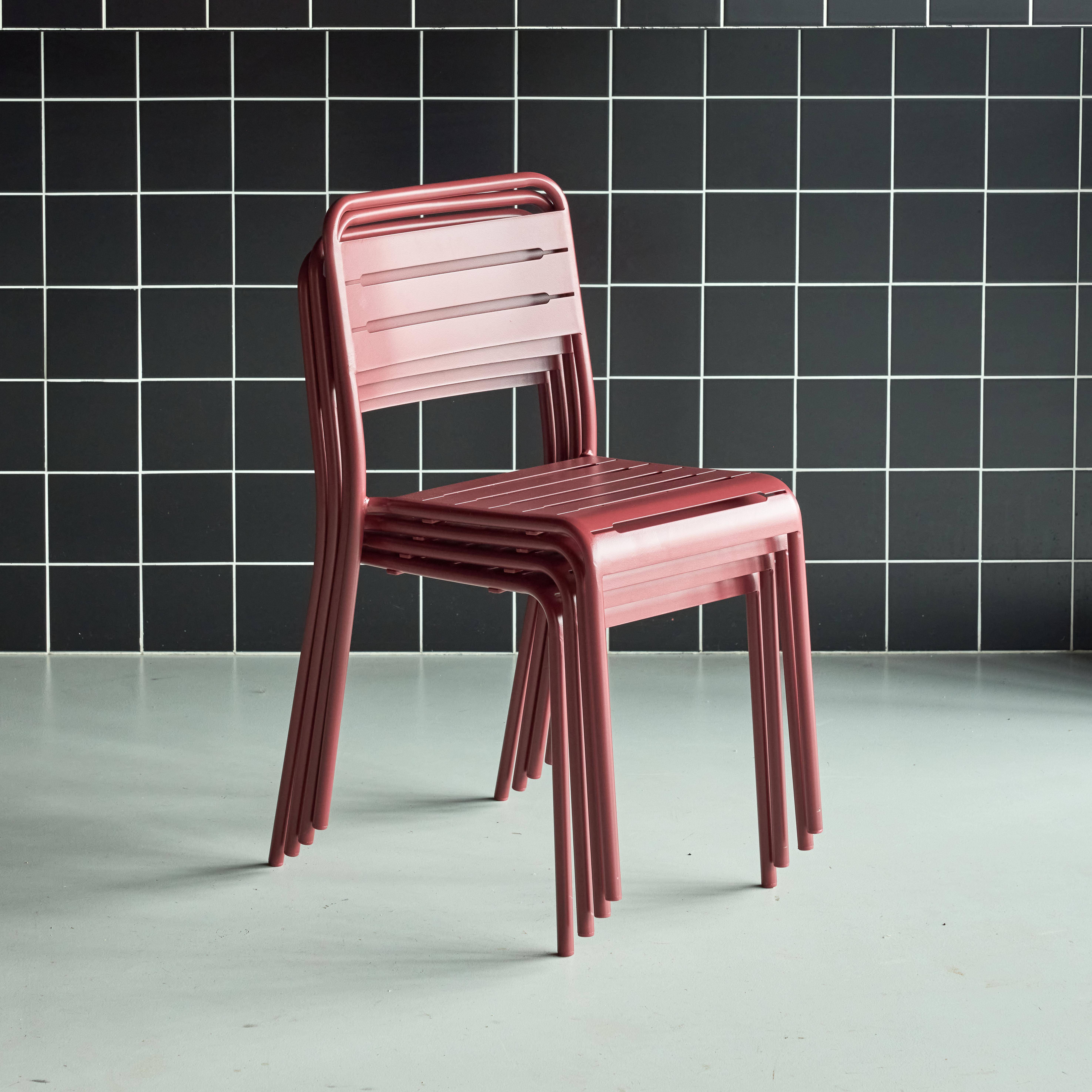 Cadeira de jardim em aço, set de 4, Amelia, Terra de siena, 44x52x79 cm Photo2