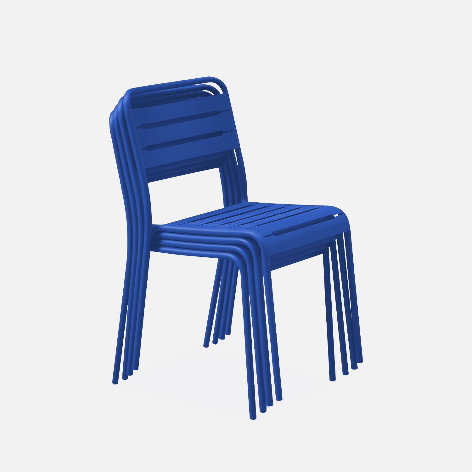 Set di 4 sedie da giardino in acciaio, Amelia, Blu intenso, 44x52x79 cm,sweeek,Photo4