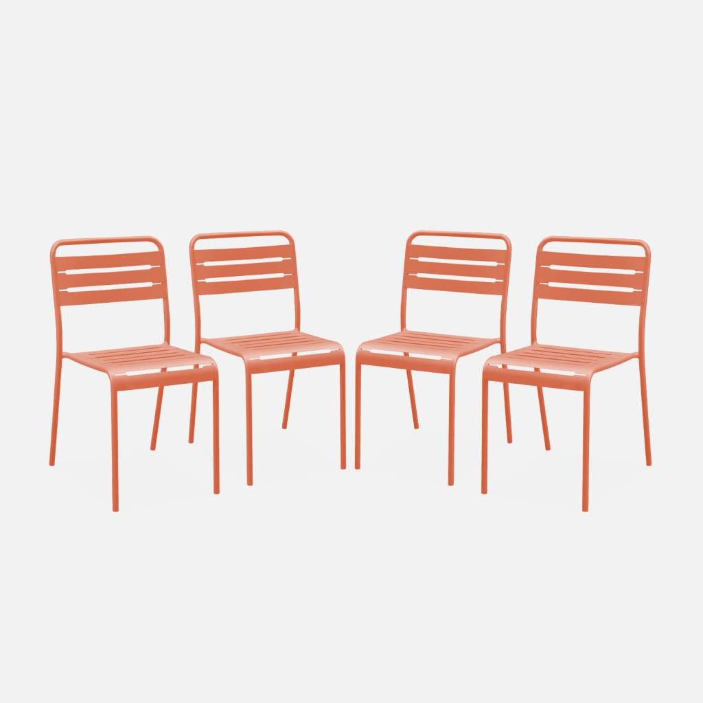 Silla de jardín de acero, set de 4, Rosa tostado