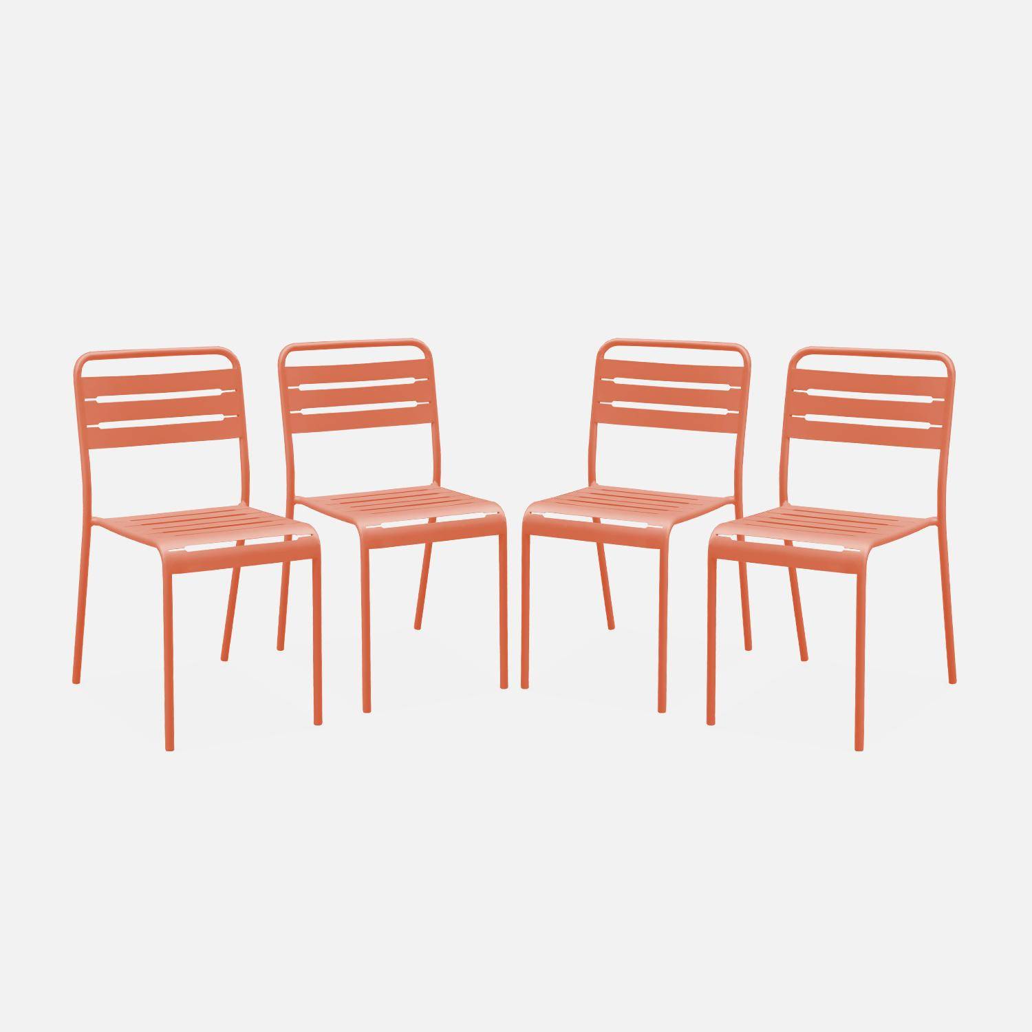 Set of 4 stackable steel garden chairs Tomette pink 44x52x79 cm - Amelia,sweeek,Photo4