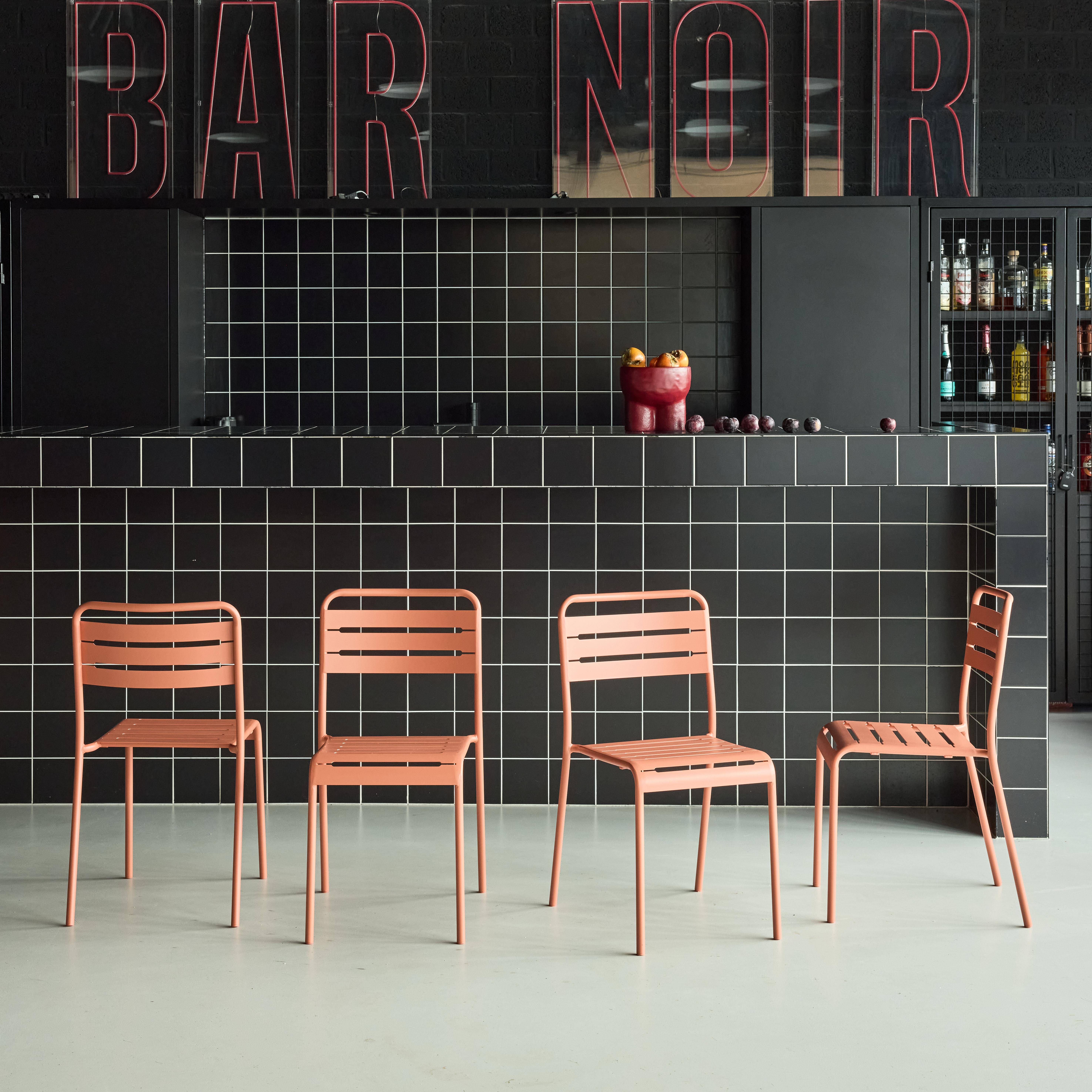 Cadeira de jardim em aço, set de 4, Amelia, Rosa tostato, 44x52x79 cm Photo1