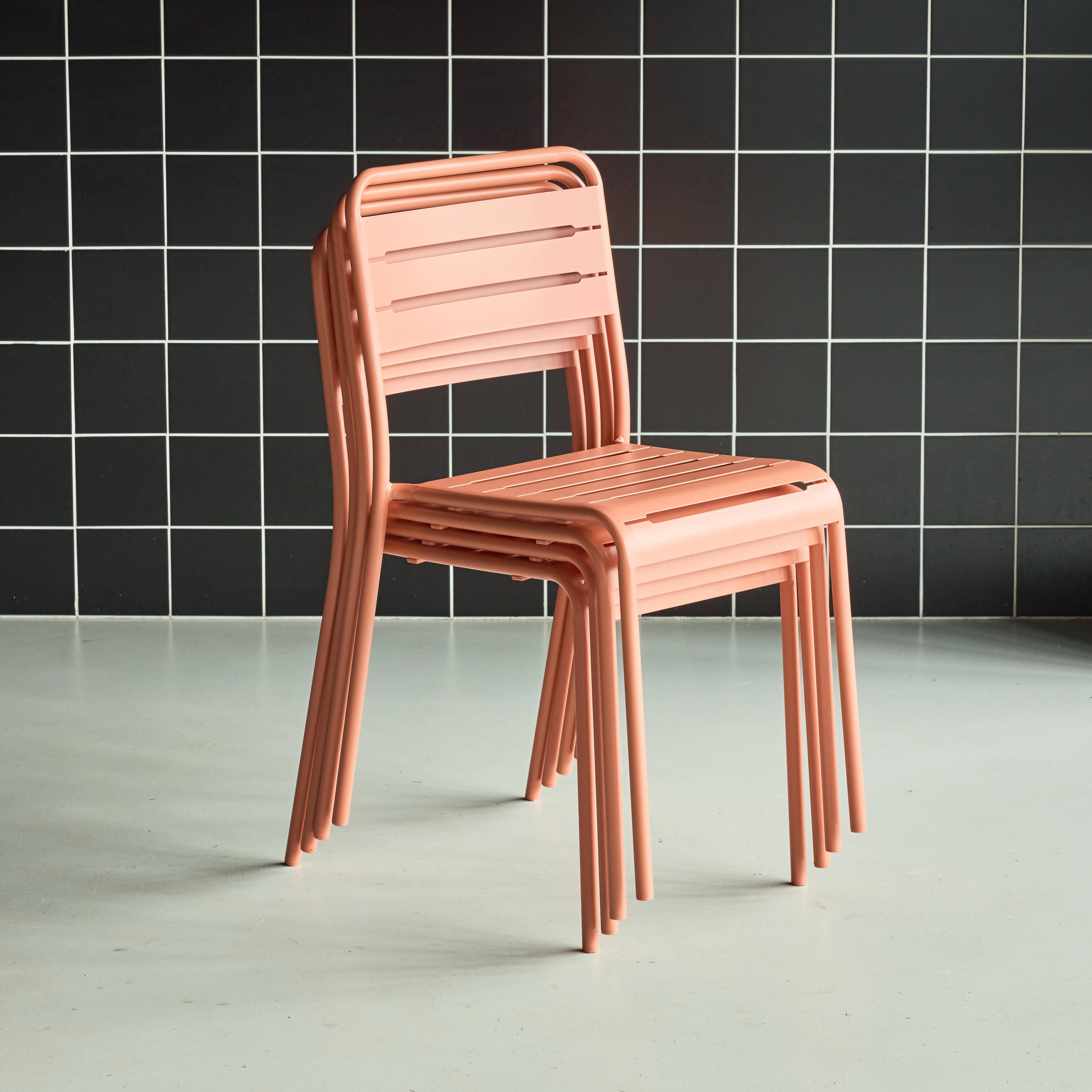 Cadeira de jardim em aço, set de 4, Amelia, Rosa tostato, 44x52x79 cm Photo2