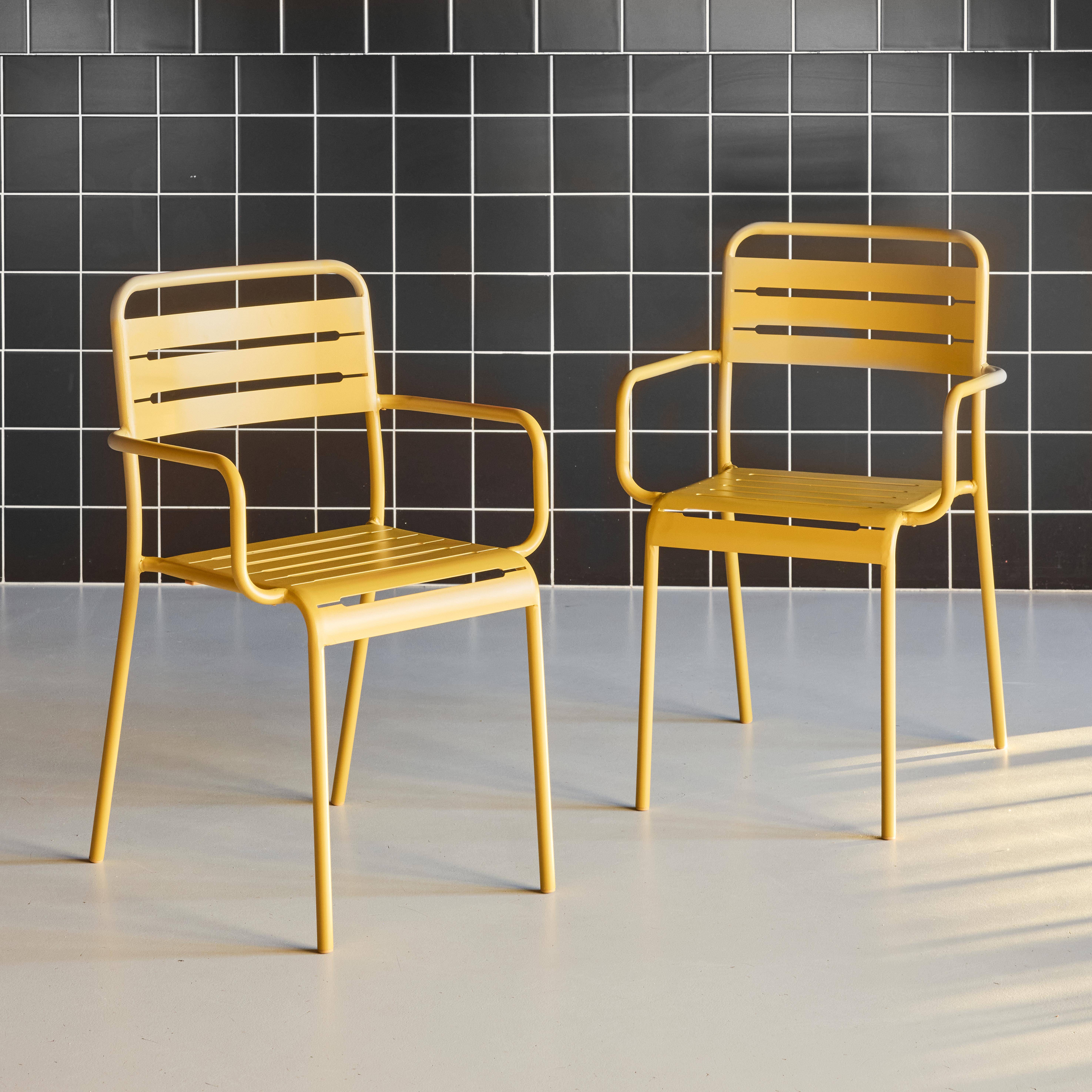 Tuinstoelen metaal met armleuning (set van 2) oker 50,4 X 53 X 79,5cm - Amélia,sweeek,Photo2