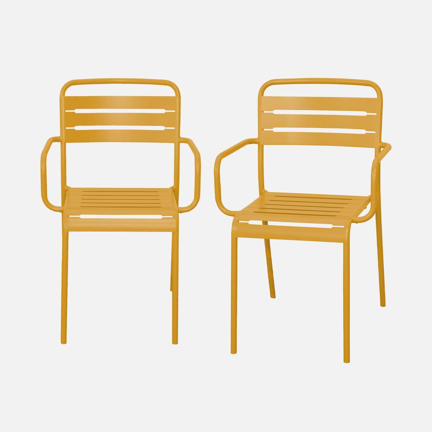 Lot de 2 fauteuils de jardin acier, 2 places, ocre, Amelia, L50.4 X P53 X H79.5cm  Photo2