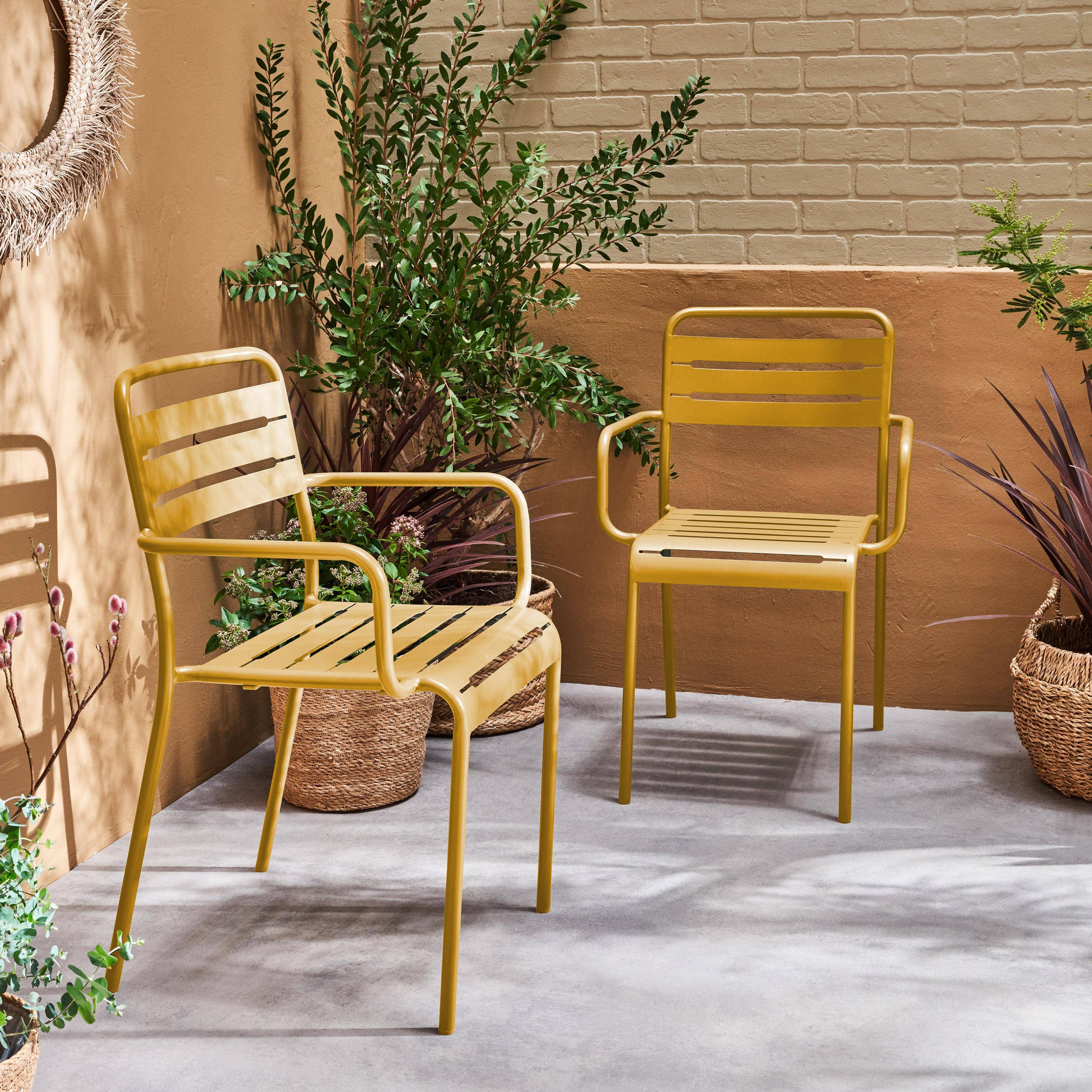 Tuinstoelen metaal met armleuning (set van 2) oker 50,4 X 53 X 79,5cm - Amélia Photo1