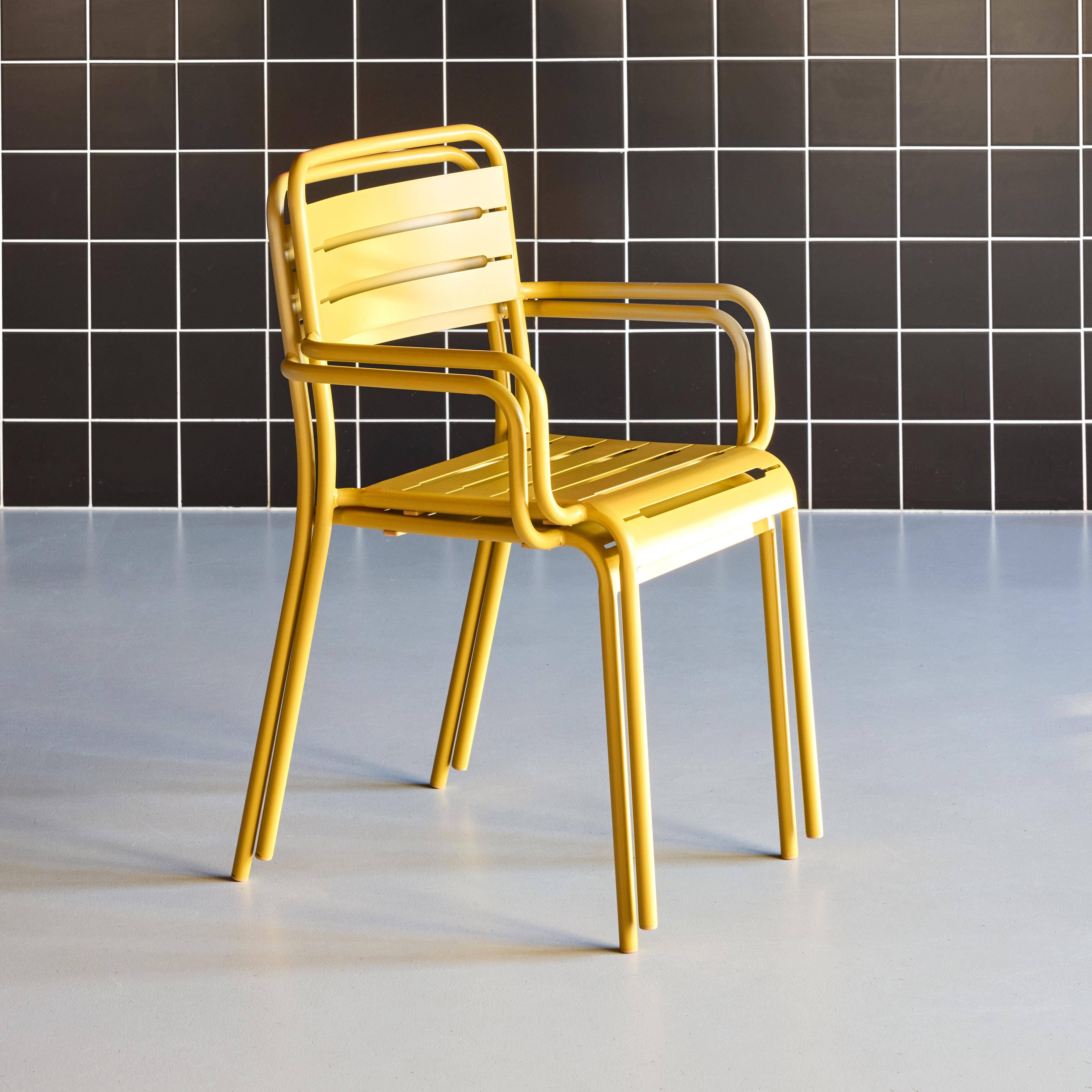 Cadeira de jardim em aço, set de 2, Amelia, Ocre, 50.4x53x79.5 cm Photo2