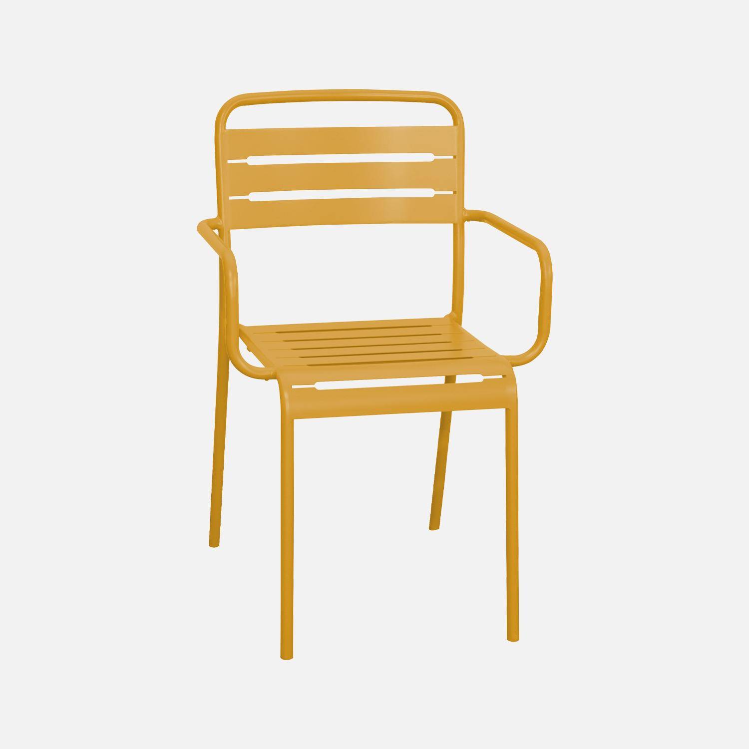 Lot de 2 fauteuils de jardin acier, 2 places, ocre, Amelia, L50.4 X P53 X H79.5cm  Photo3