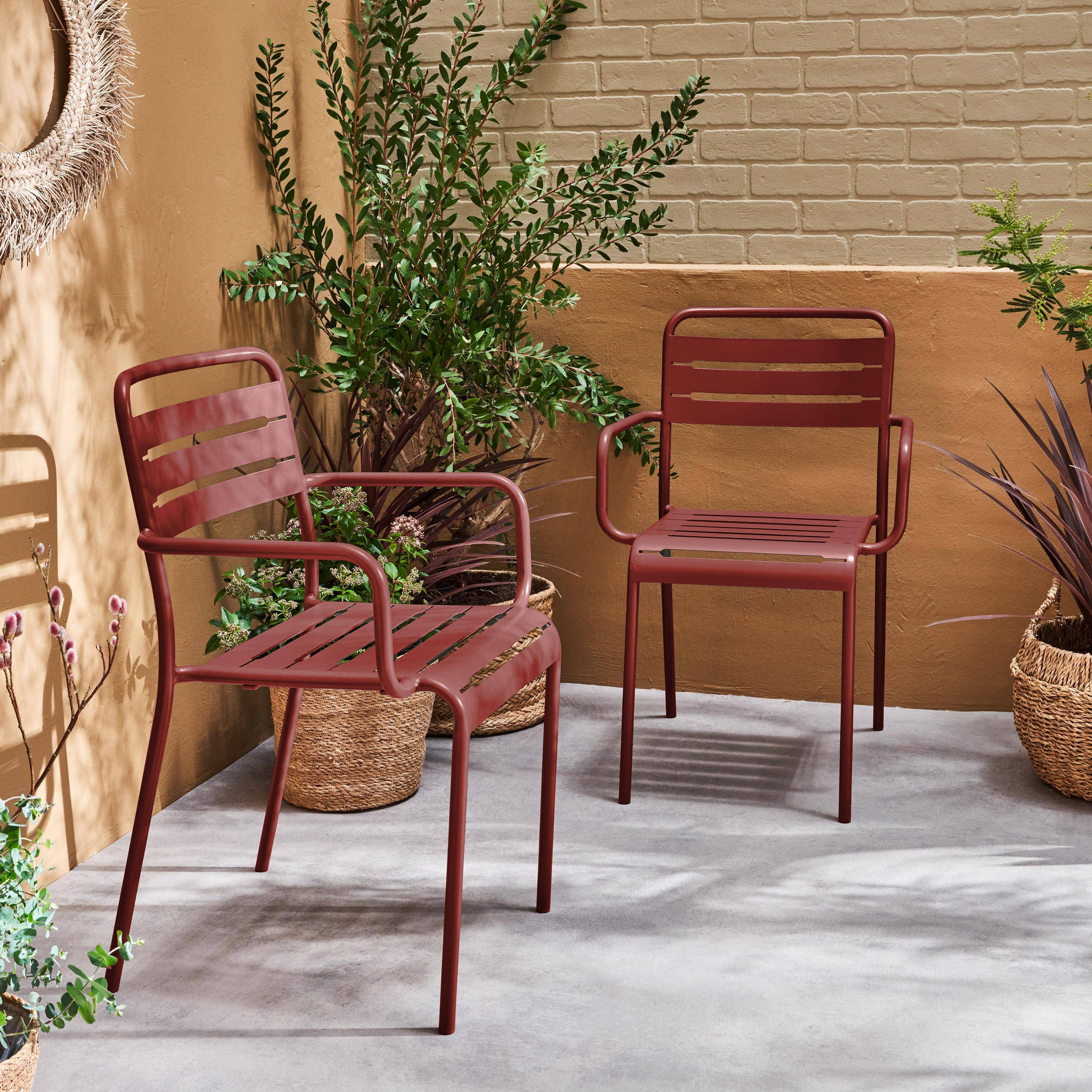 Tuinstoelen metaal met armleuning (set van 2) roodbruin 50,4 X 53 X 79,5cm - Amélia Photo1