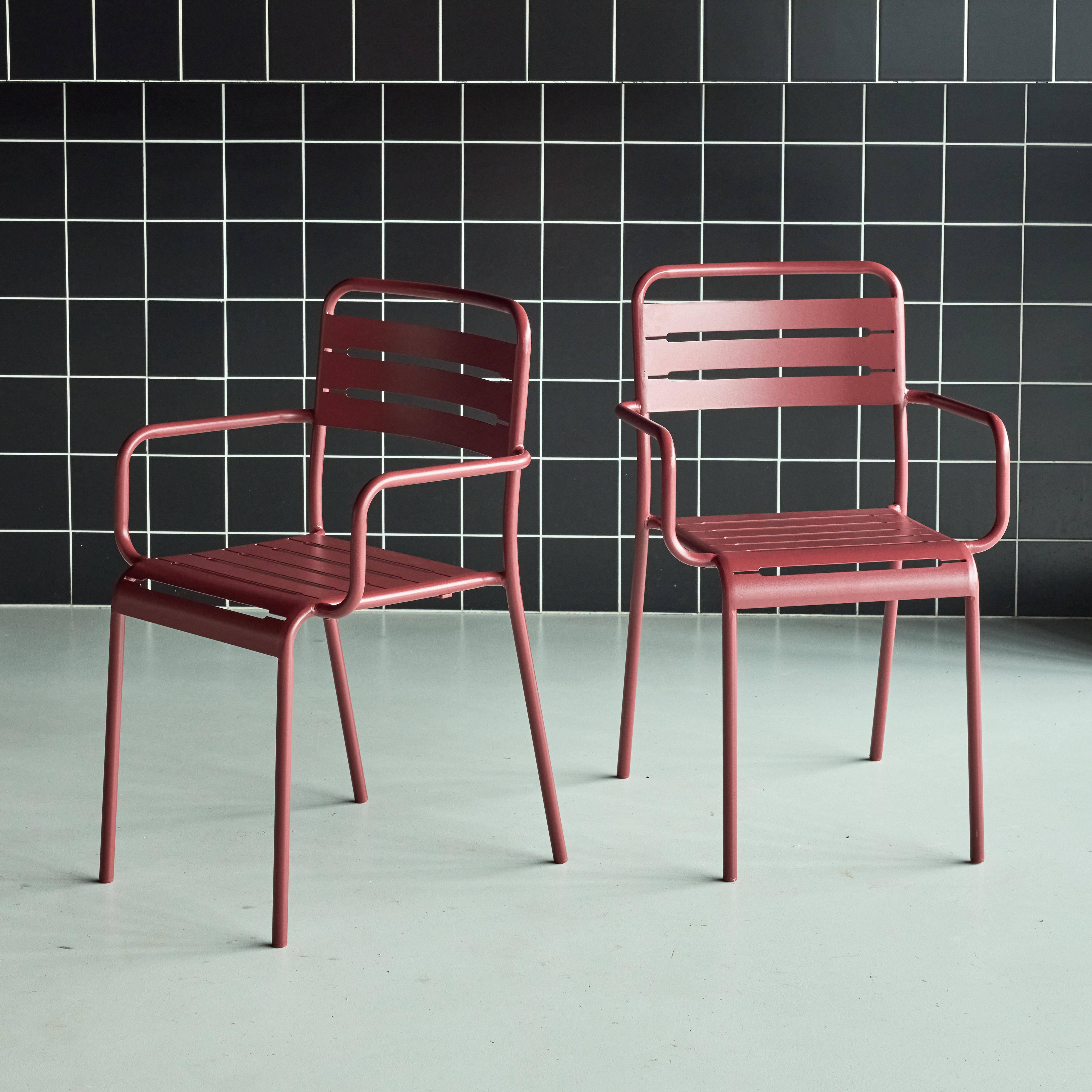Tuinstoelen metaal met armleuning (set van 2) roodbruin 50,4 X 53 X 79,5cm - Amélia,sweeek,Photo2