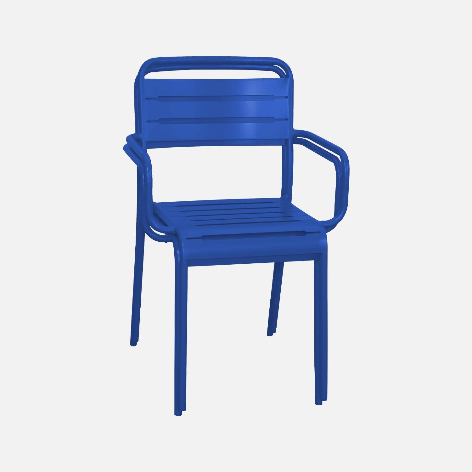Lot de 2 fauteuils de jardin acier, 2 places, bleu électrique, Amelia, L50.4 X P53 X H79.5cm  Photo4