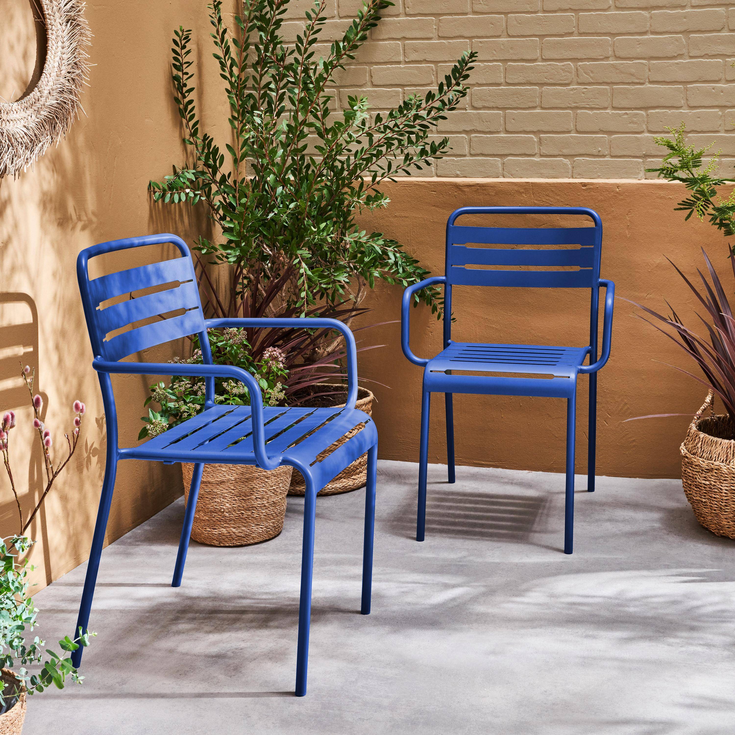 Tuinstoelen metaal met armleuning (set van 2) elektrisch blauw 50,4 X 53 X 79,5cm - Amélia,sweeek,Photo1