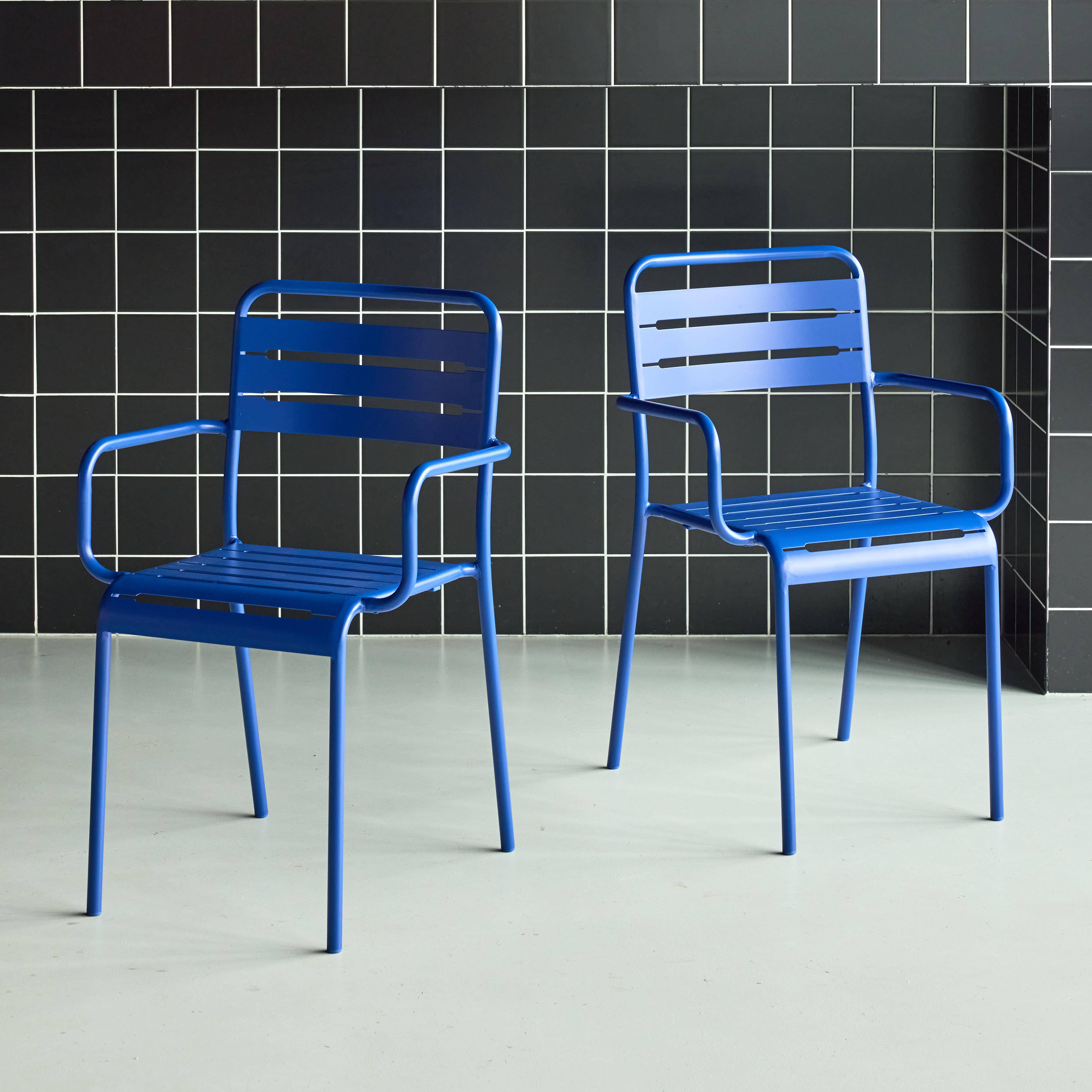 Tuinstoelen metaal met armleuning (set van 2) elektrisch blauw 50,4 X 53 X 79,5cm - Amélia,sweeek,Photo2