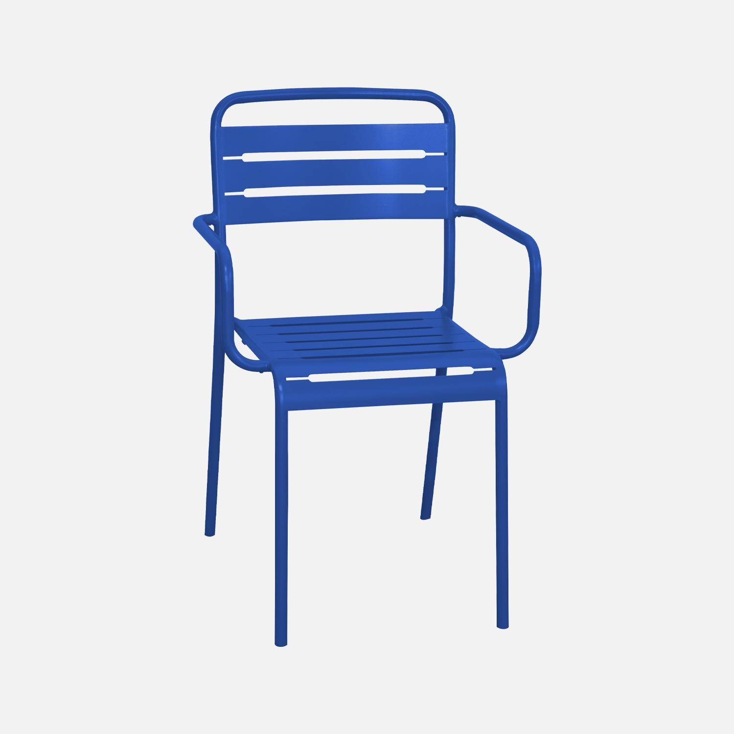 Lot de 2 fauteuils de jardin acier, 2 places, bleu électrique, Amelia, L50.4 X P53 X H79.5cm  Photo3