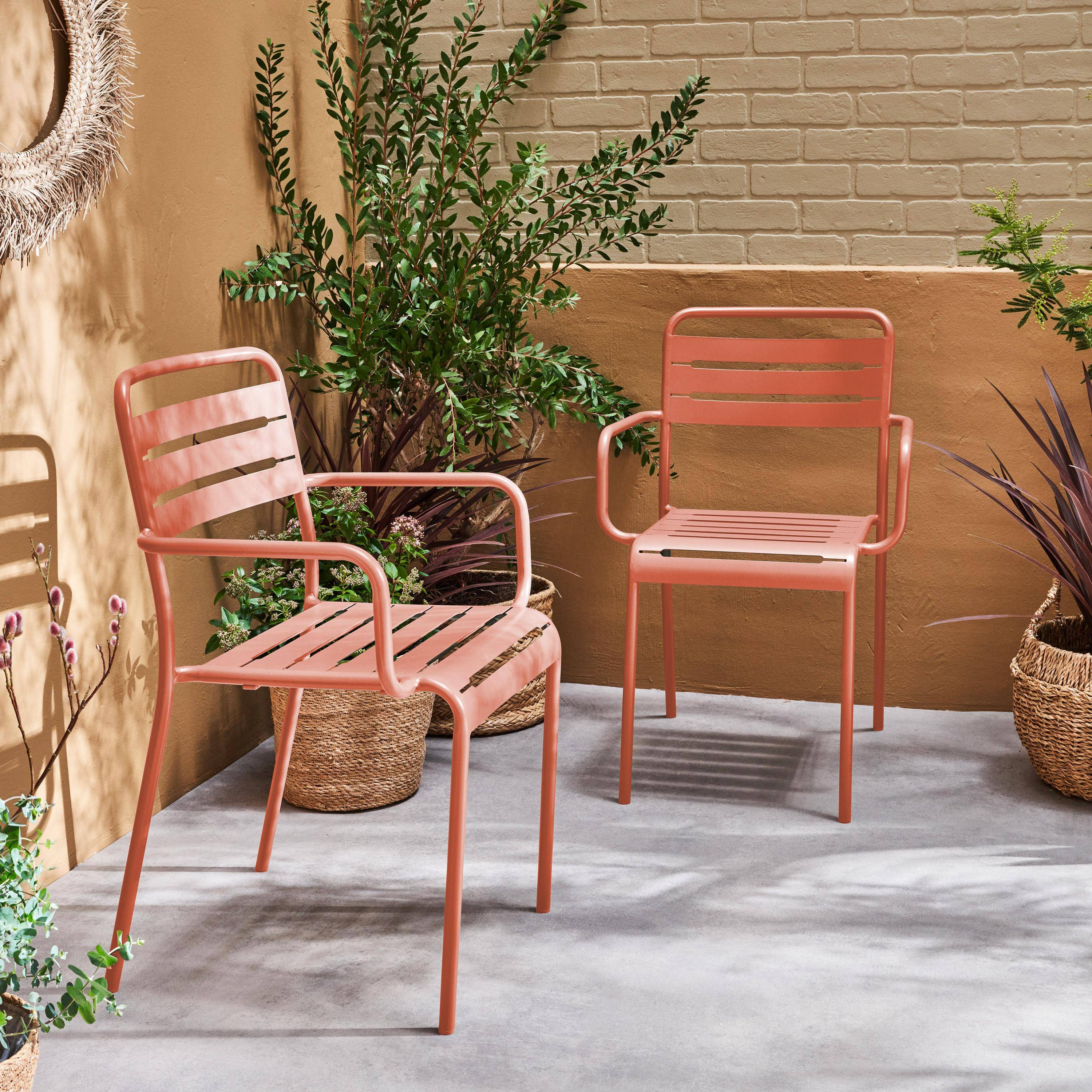 Tuinstoelen metaal met armleuning (set van 2) tomette 50,4 X 53 X 79,5cm - Amélia Photo1