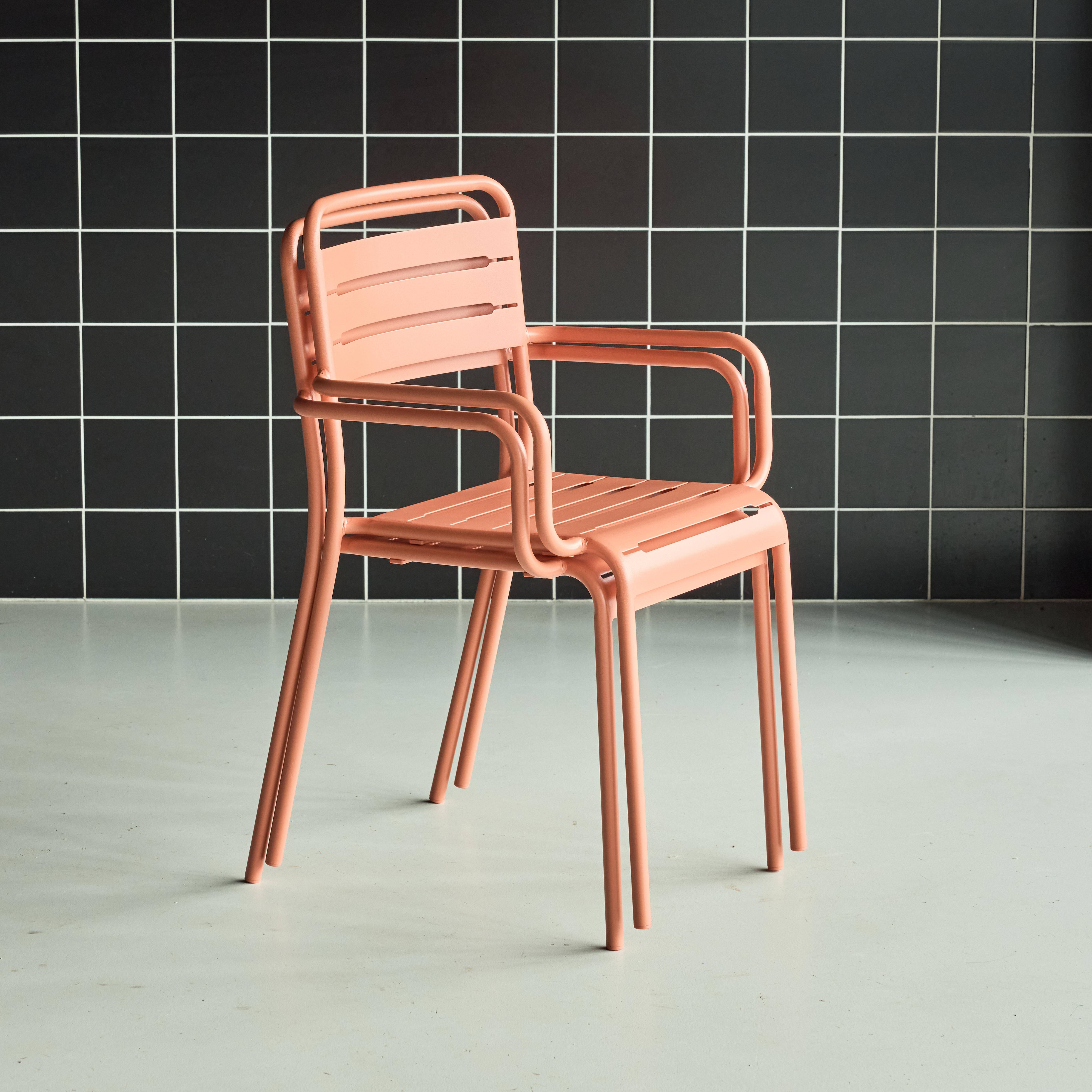 Cadeira de jardim em aço, set de 2, Amelia, Rosa tostato, 50.4x53x79.5 cm,sweeek,Photo2