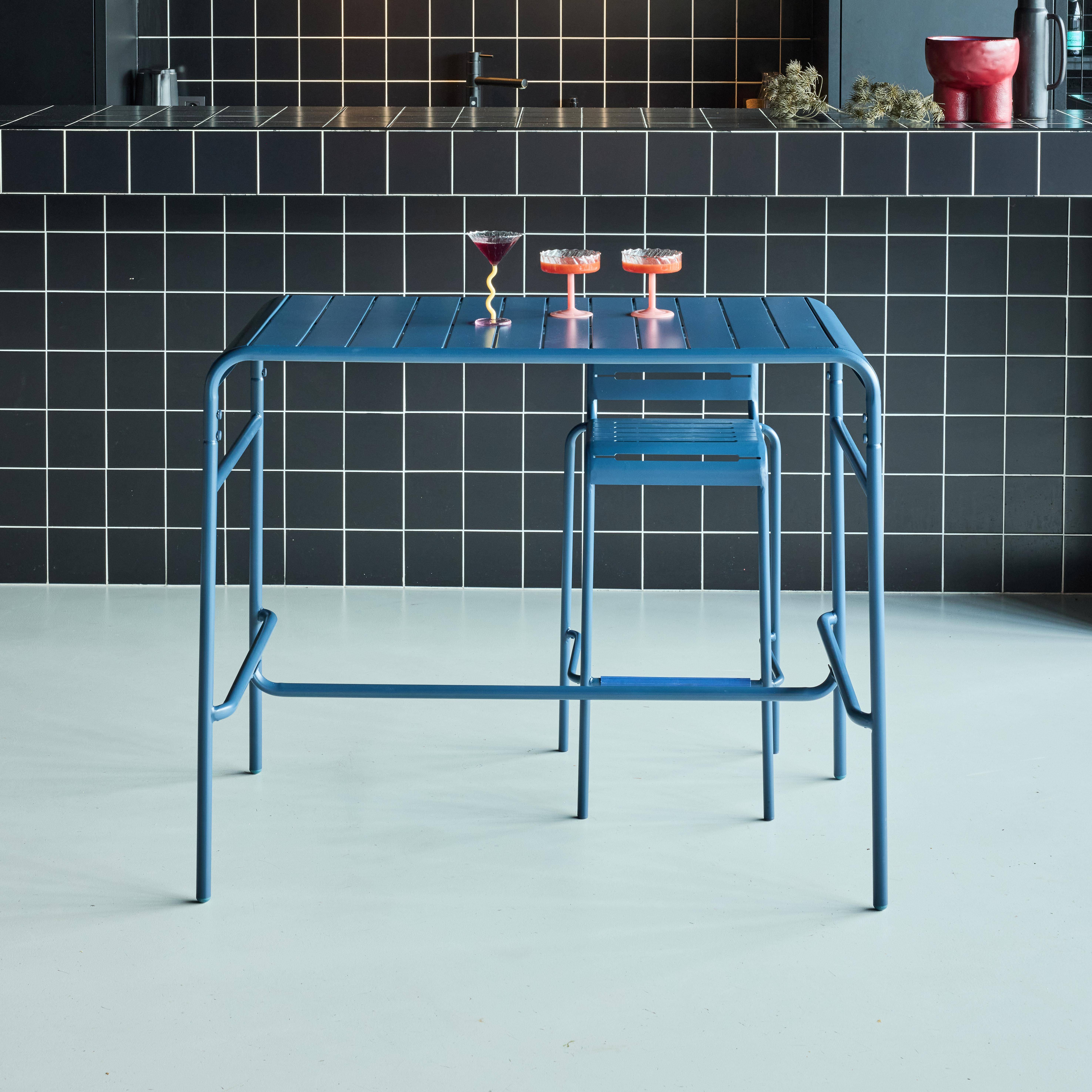 Tavolo da giardino a 4 posti in metallo, Amelia 120cm, Blu navy, 120x70x95 cm,sweeek,Photo1