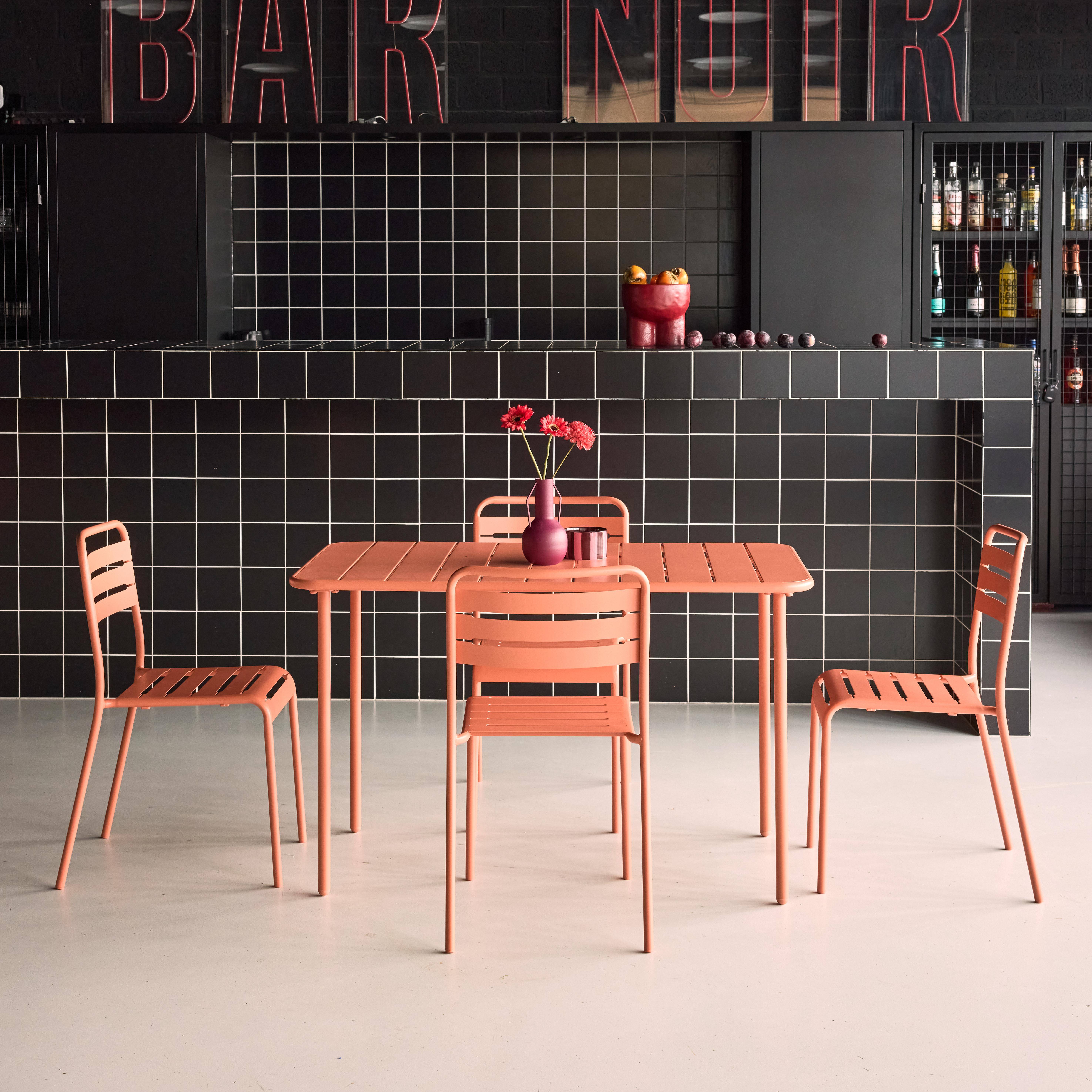 Tuintafel en 4 stoelen metaal tomette 120 x 70 x 72,5 cm - Amélia,sweeek,Photo1