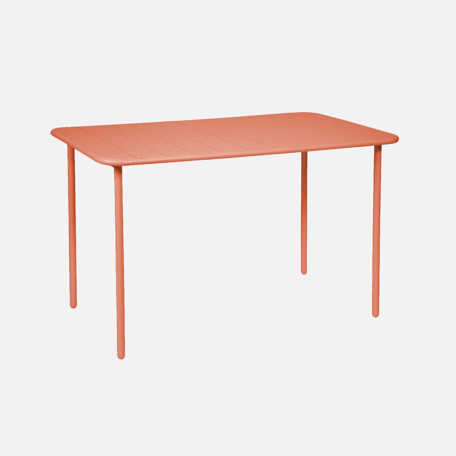 Gartentisch + 4 Stühle aus Stahl, tomette, 120 x 70 x H 72,5 cm - Amelia Photo4