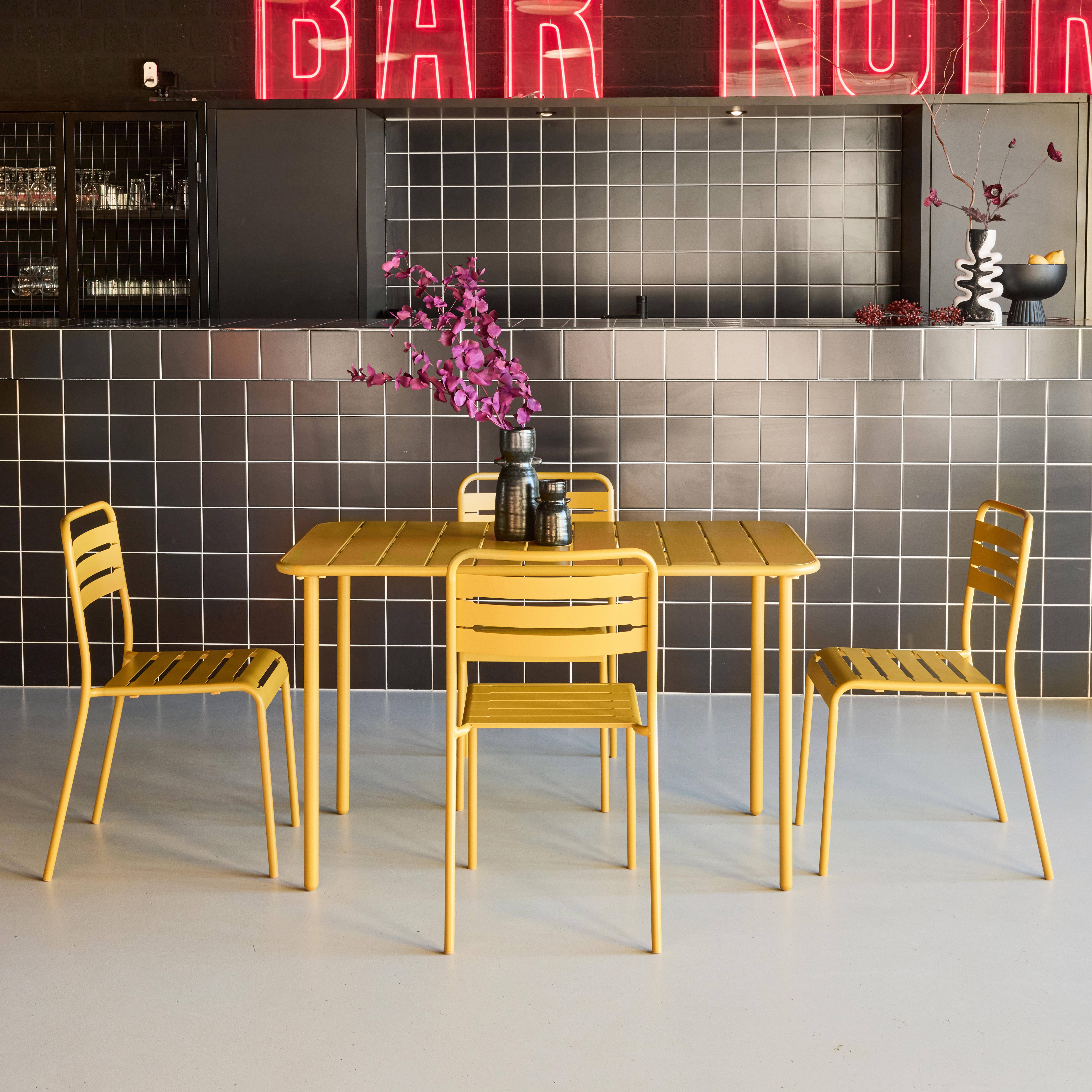 Tuintafel en 4 stoelen metaal oker 120 x 70 x 72,5 cm - Amélia,sweeek,Photo1