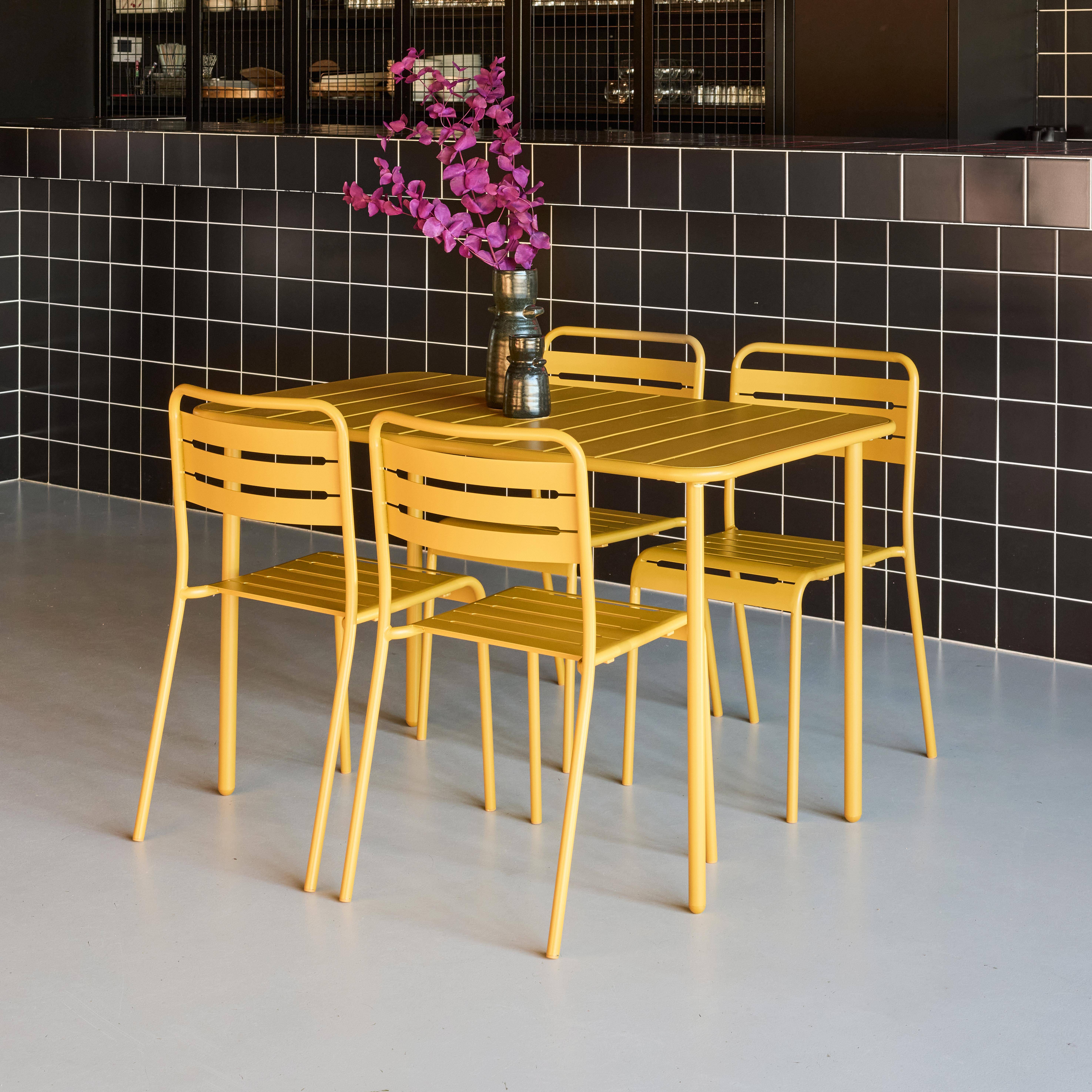 Tuintafel en 4 stoelen metaal oker 120 x 70 x 72,5 cm - Amélia Photo2