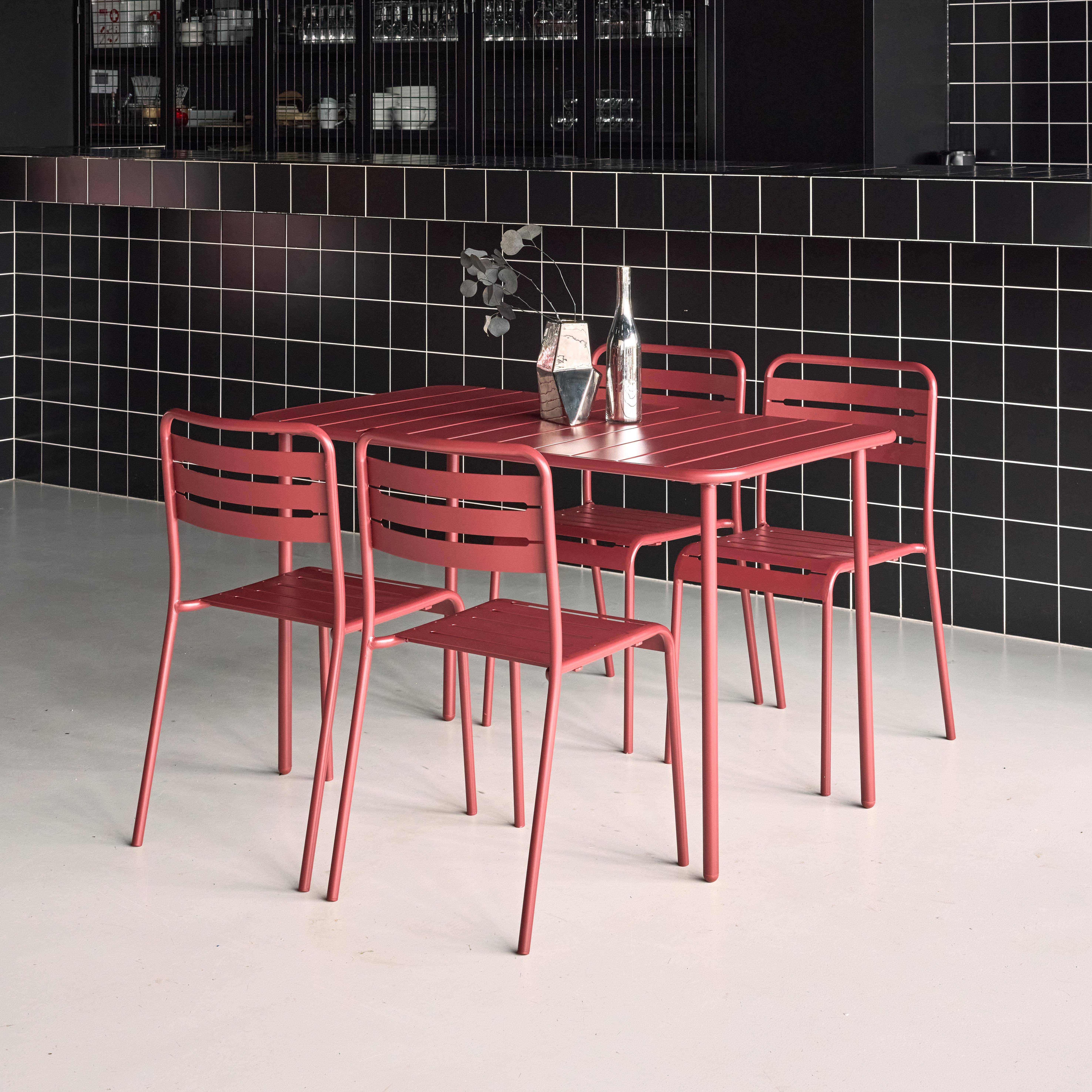 Tuintafel en 4 stoelen metaal roodbruin 120 x 70 x 72,5 cm - Amélia Photo2