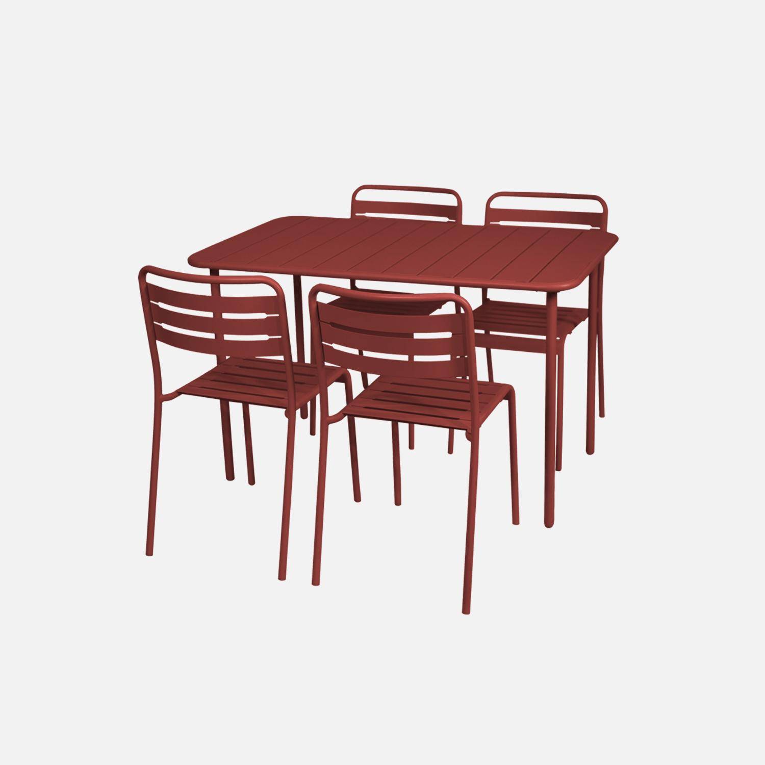 Gartentisch + 4 Stühle aus Stahl, siena, 120 x 70 x H 72,5 cm - Amelia Photo3