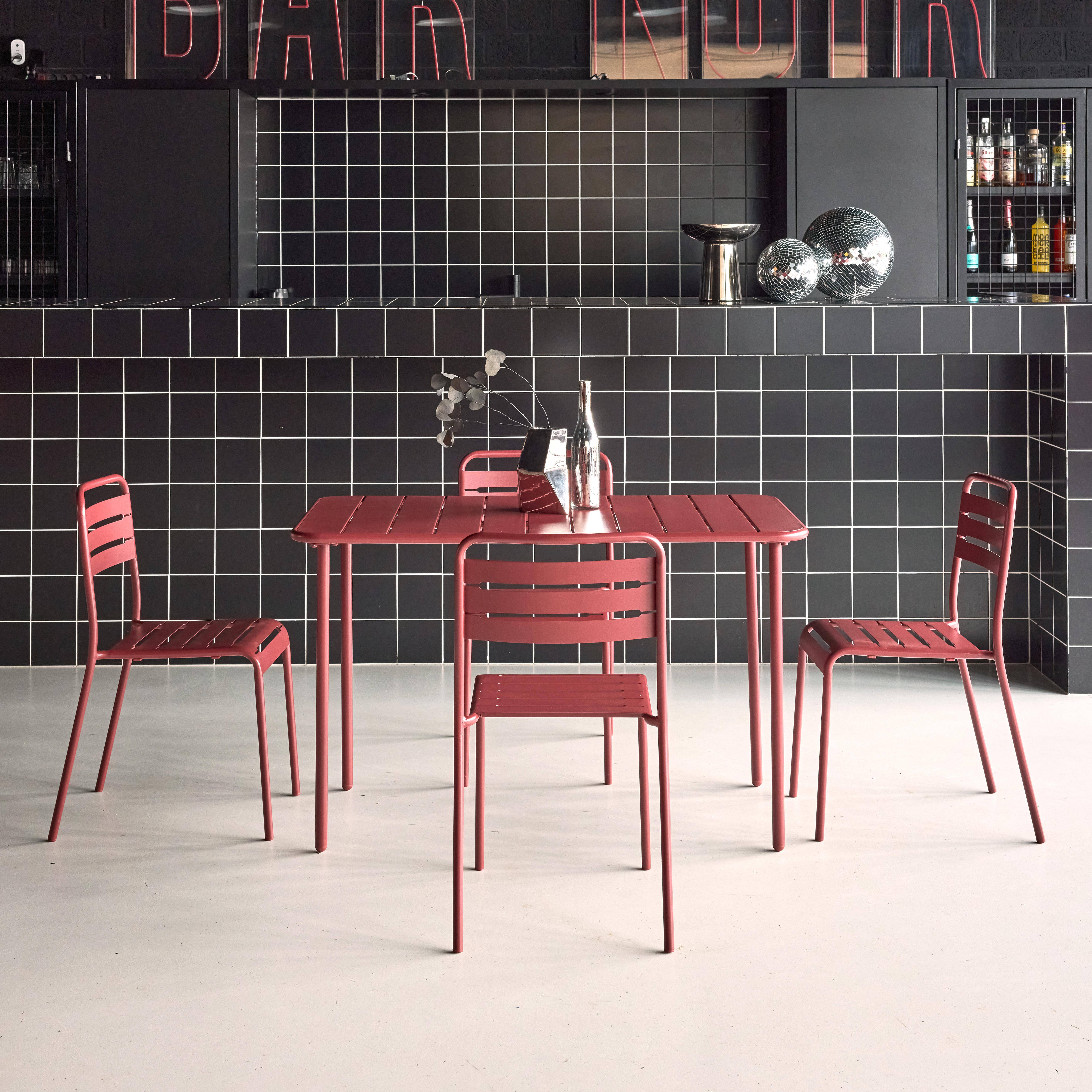 Tuintafel en 4 stoelen metaal roodbruin 120 x 70 x 72,5 cm - Amélia Photo1