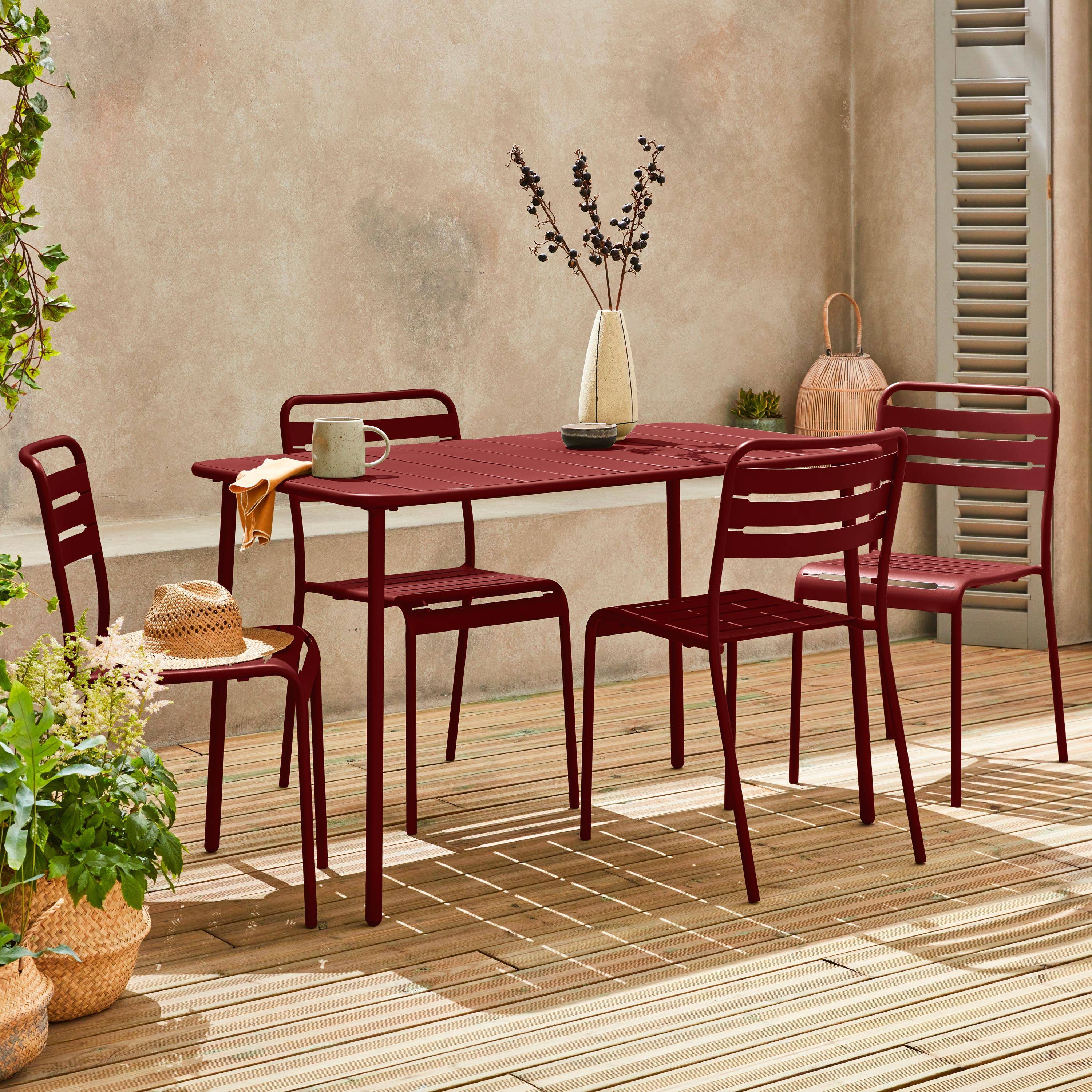 Gartentisch + 4 Stühle aus Stahl, siena, 120 x 70 x H 72,5 cm - Amelia Photo1