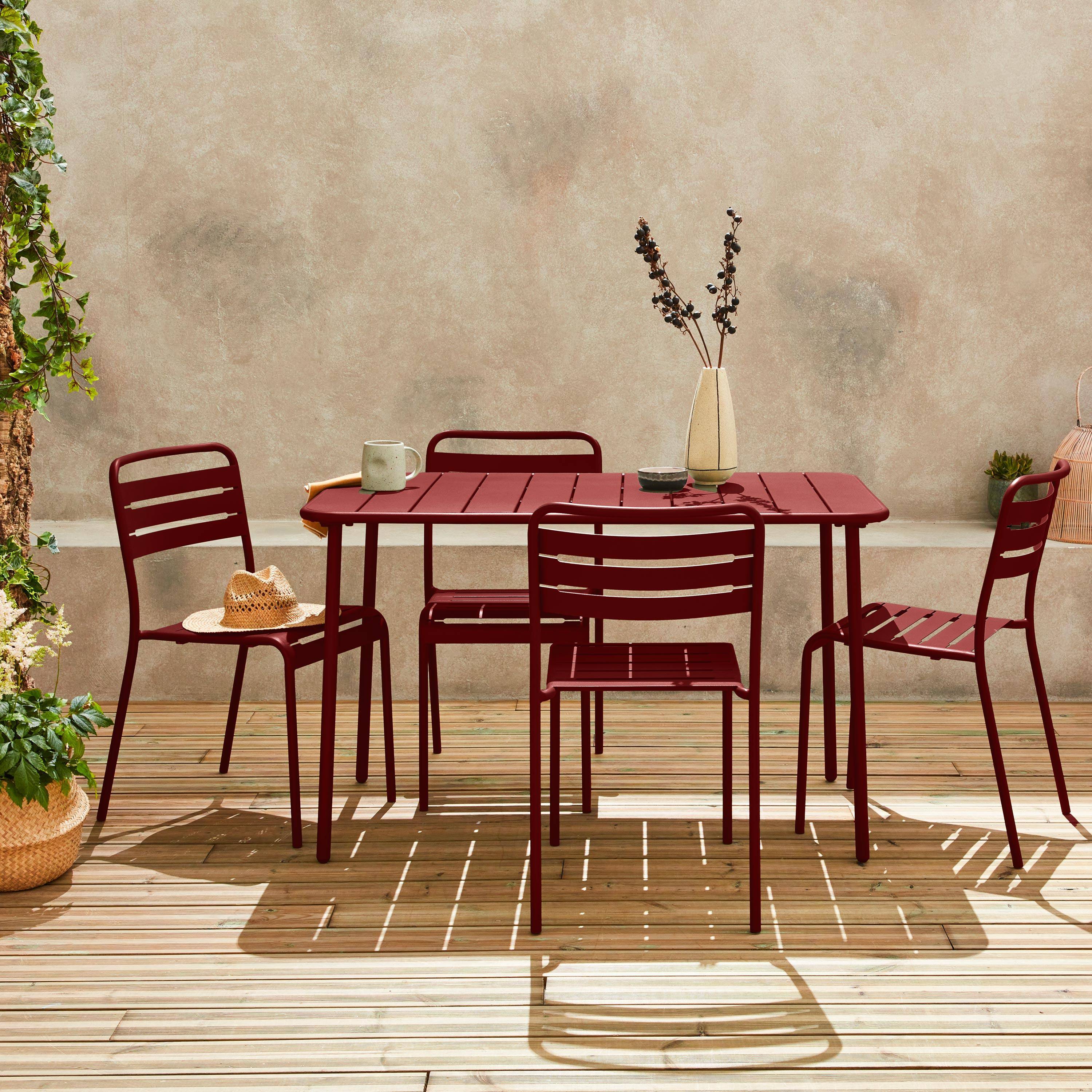 Gartentisch + 4 Stühle aus Stahl, siena, 120 x 70 x H 72,5 cm - Amelia Photo2