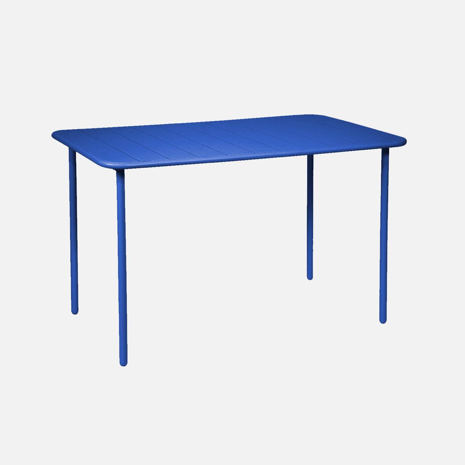 Gartentisch + 4 Stühle aus Stahl, klein blue, 120 x 70 x H 72,5 cm - Amelia Photo4