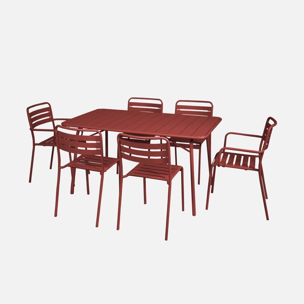 Klappbarer Gartentisch aus Stahl mit 2 Sesseln und 4 Stühlen, siena