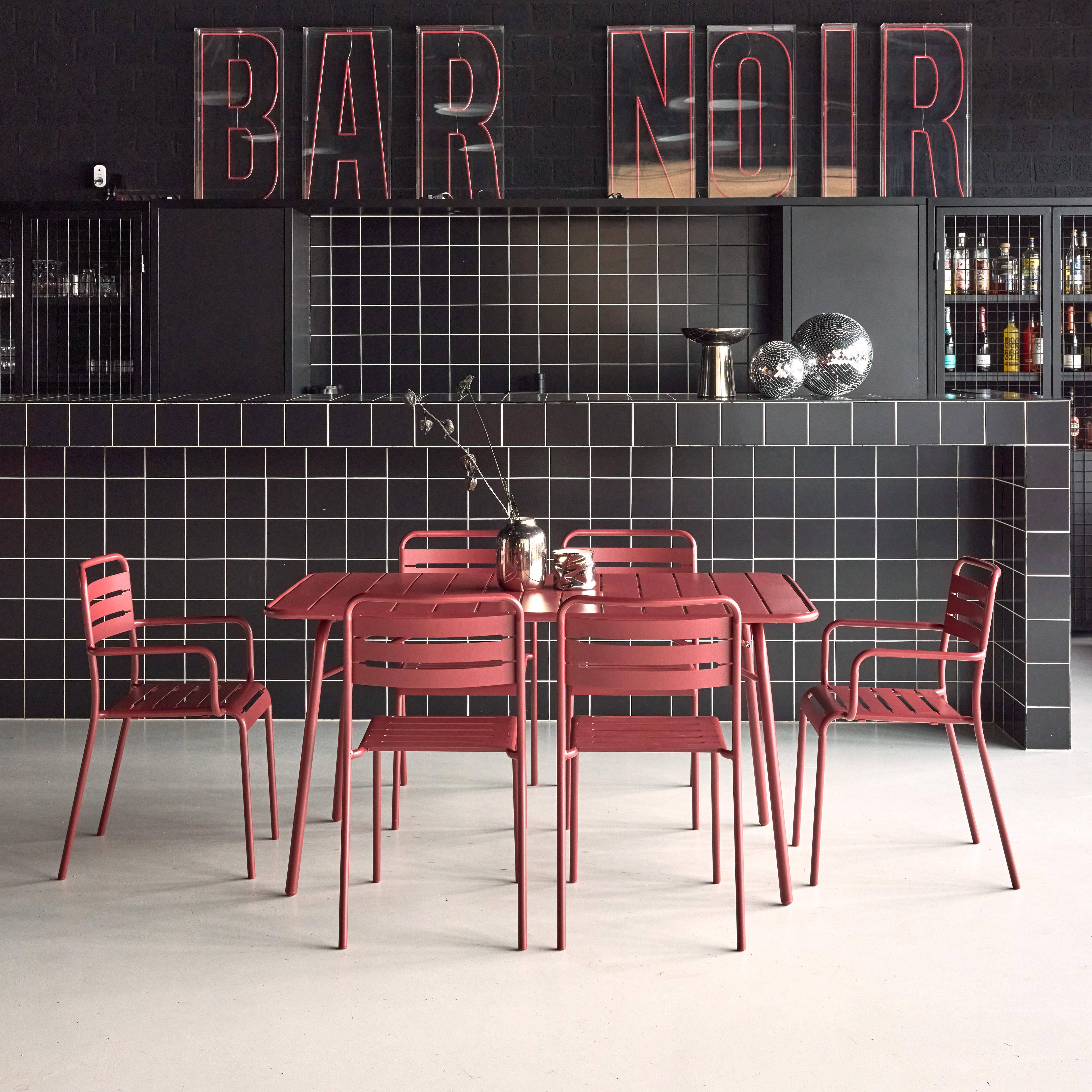 Mesa de jardín plegable de metal con 2 sillones y 4 sillas Tierra de siena - 141.2x80x72.5 cm,sweeek,Photo2