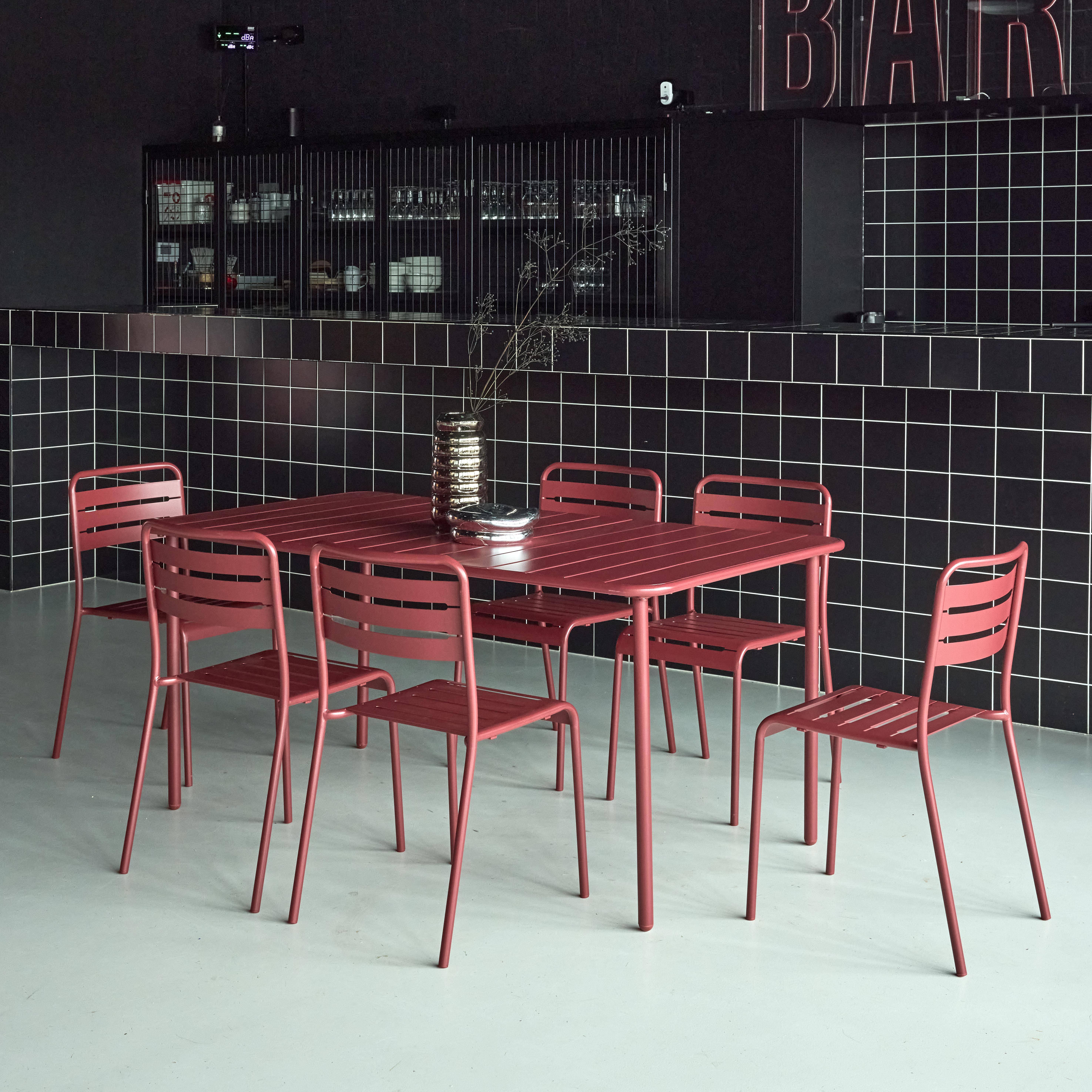 Tuintafel en 6 stoelen metaal roodbruin 160 x 90 x 72,5cm - Amélia Photo2