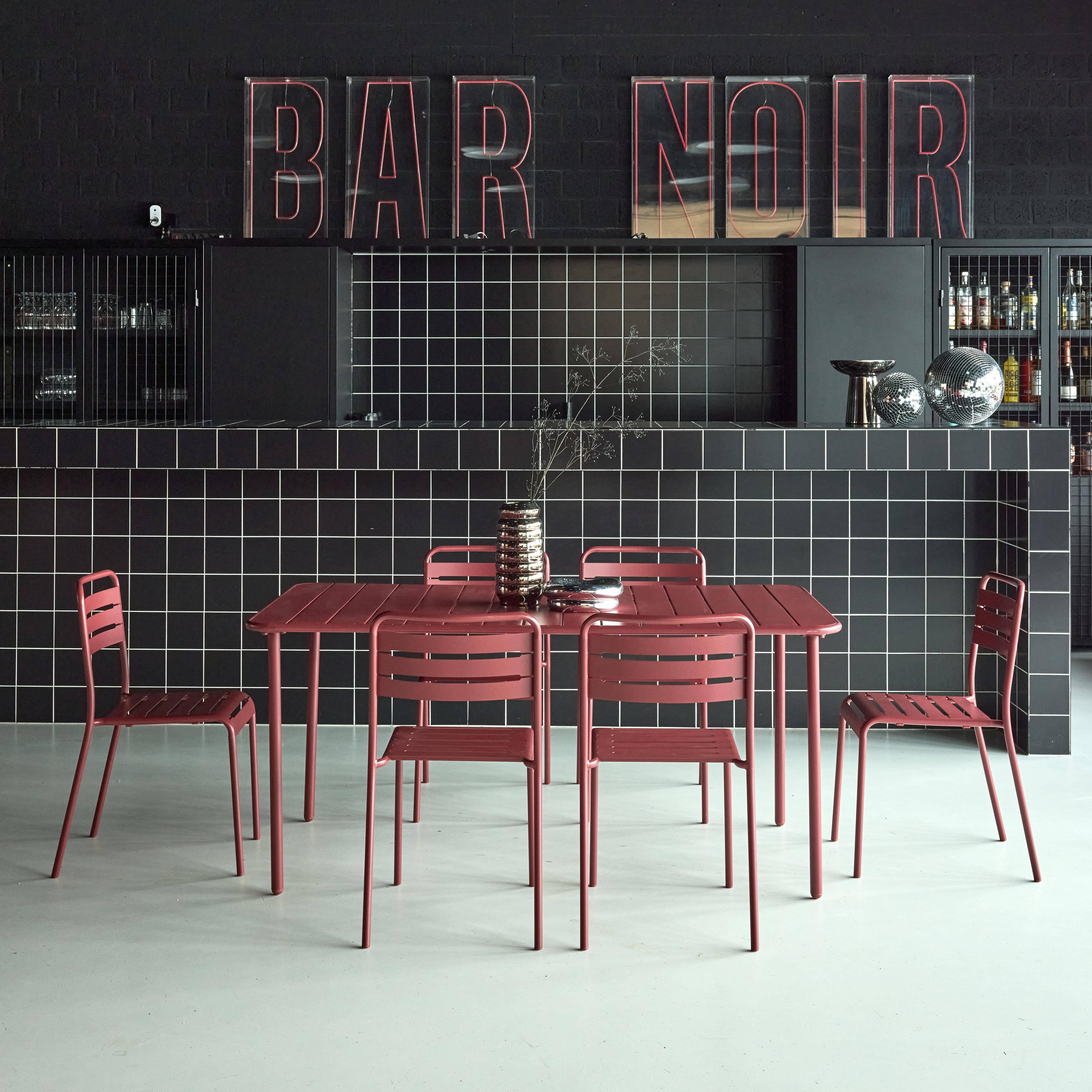 Tuintafel en 6 stoelen metaal roodbruin 160 x 90 x 72,5cm - Amélia,sweeek,Photo1
