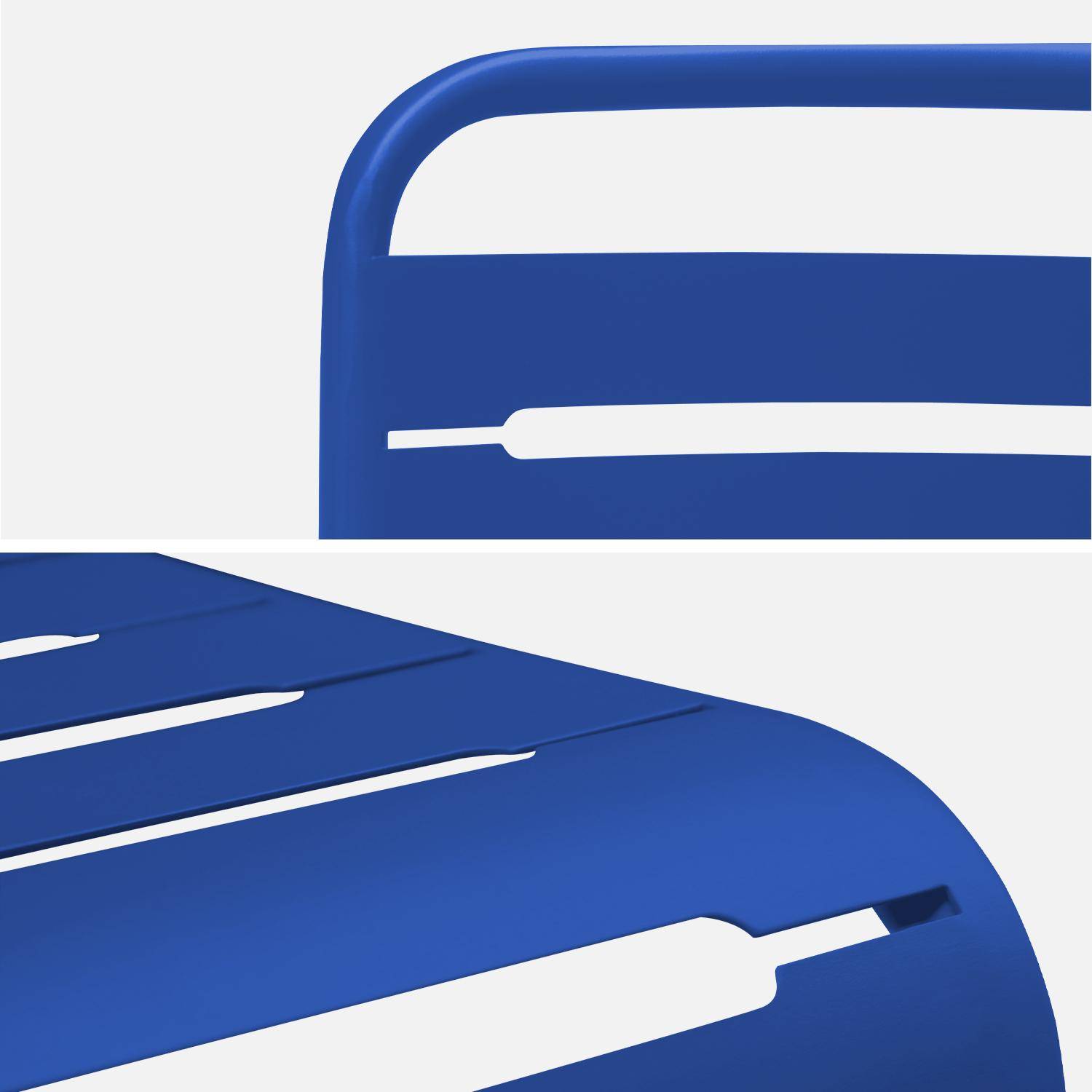 Set tavolo da giardino in metallo con 6 sedie, Amelia, Blu intenso, 160x90x72.5 cm Photo7