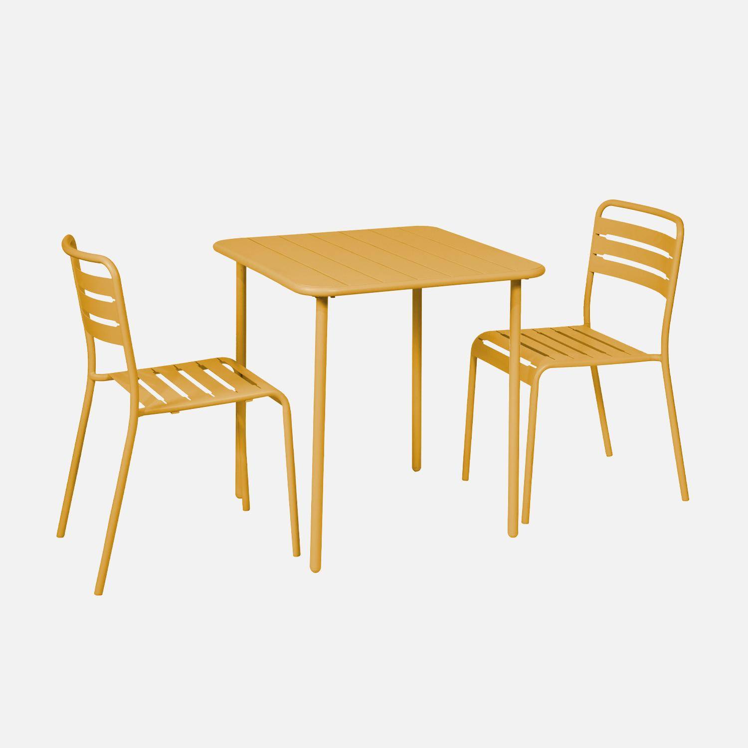 Mesa de jardim em metal com 2 cadeiras, Amelia, Ocre, 70x70x72.5 cm,sweeek,Photo3