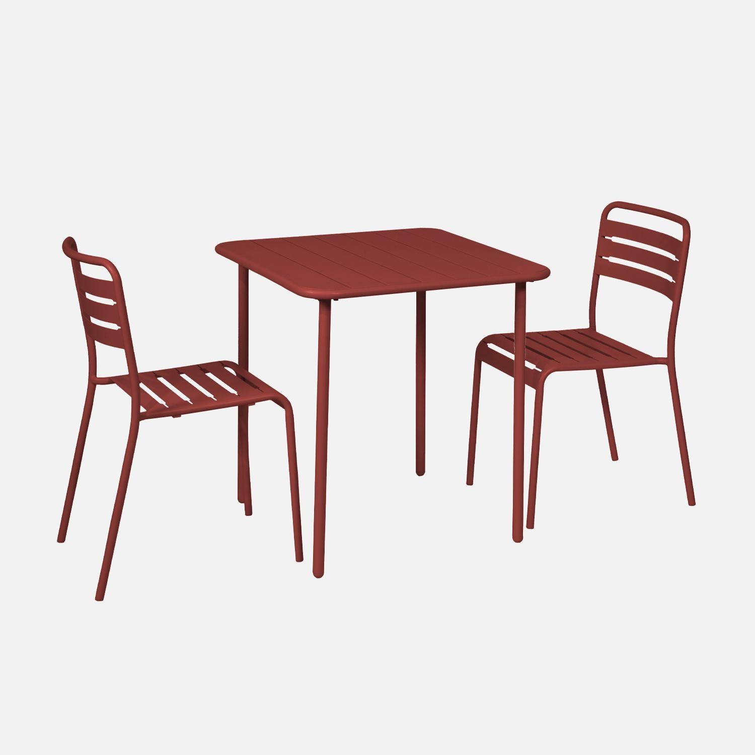 Mesa de jardim em metal com 2 cadeiras, Amelia, Terra de siena, 70x70x72.5 cm,sweeek,Photo3