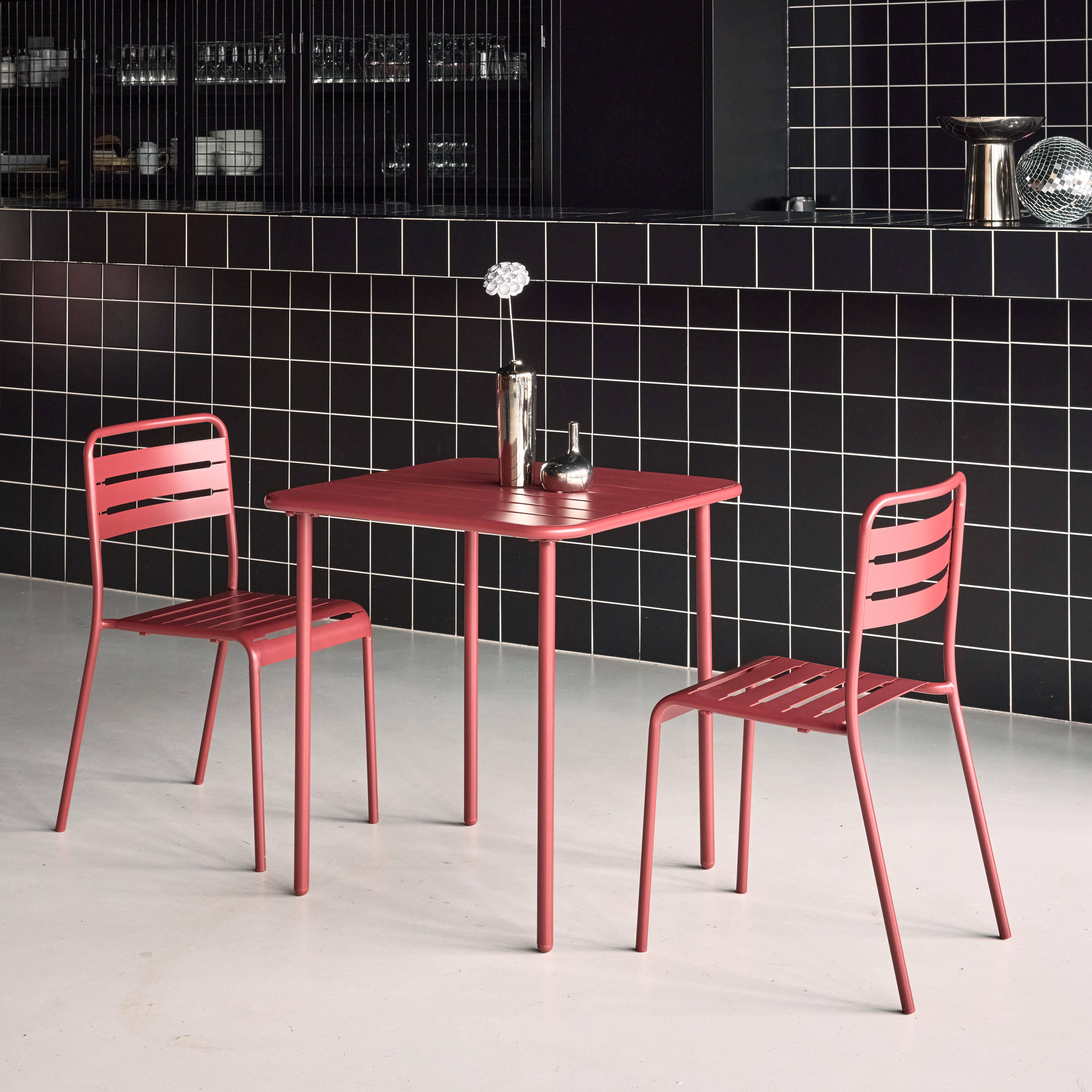 Mesa de jardim em metal com 2 cadeiras, Amelia, Terra de siena, 70x70x72.5 cm,sweeek,Photo2