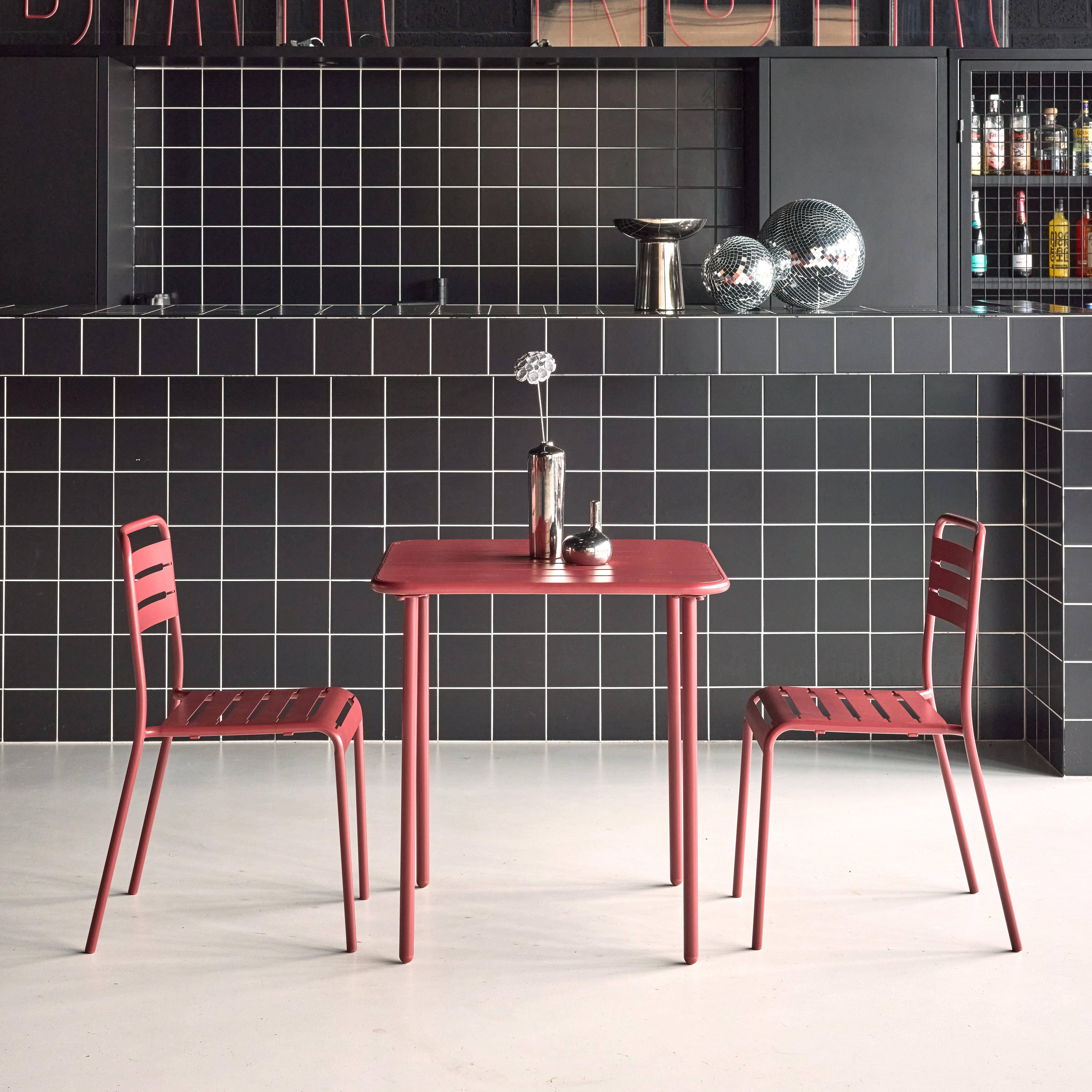 Table de jardin métal + 2 assises terre de sienne Amélia ,sweeek,Photo2