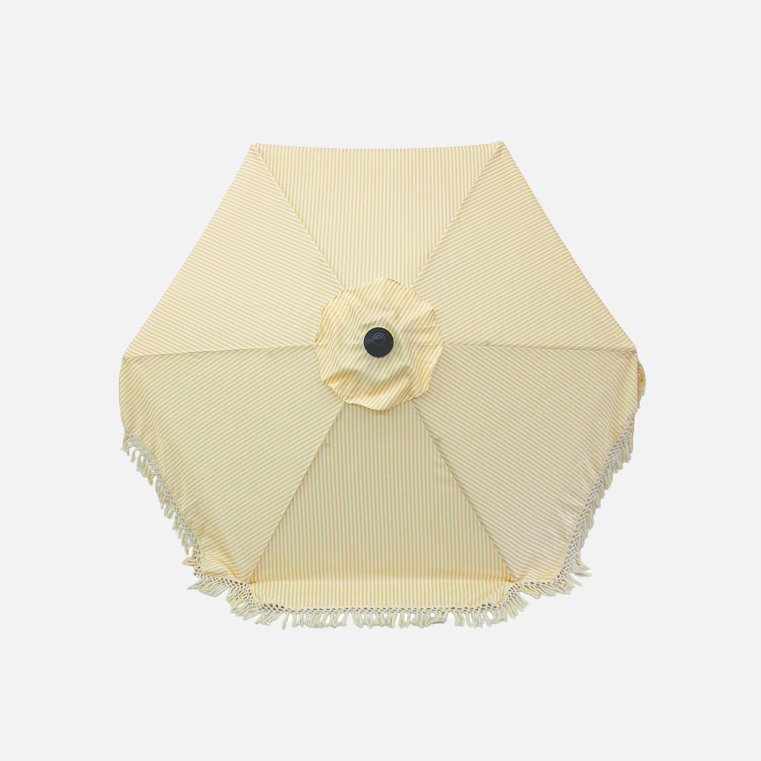 Parasol Hossegor prosty z frędzlami 2m, ecru, stal, maszt w kolorze drewna, UPF 30+, Ø 200 x wys. 225 cm Photo4