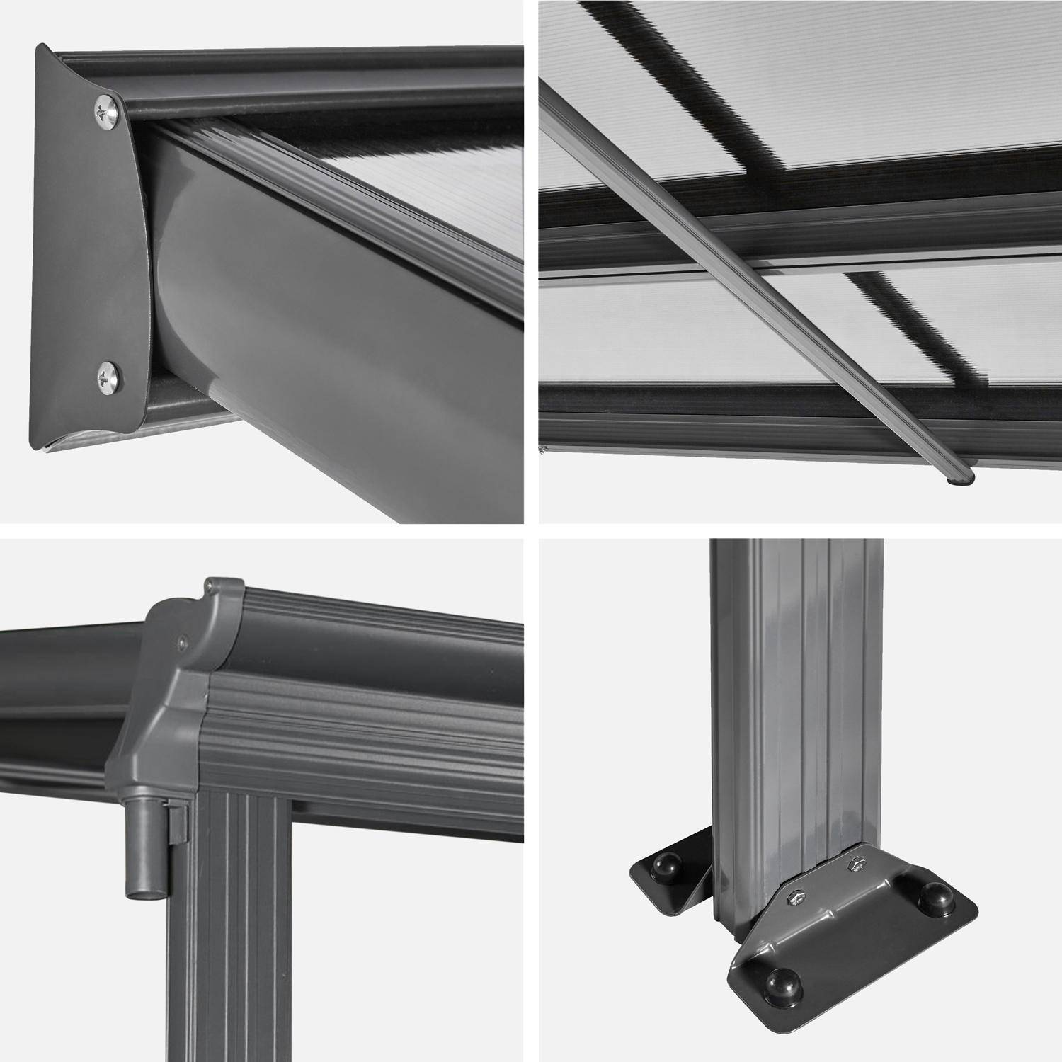 Pérgola cochera de aluminio con canalón integrado, 3x5m Antracita - 557x303x258 cm,sweeek,Photo4