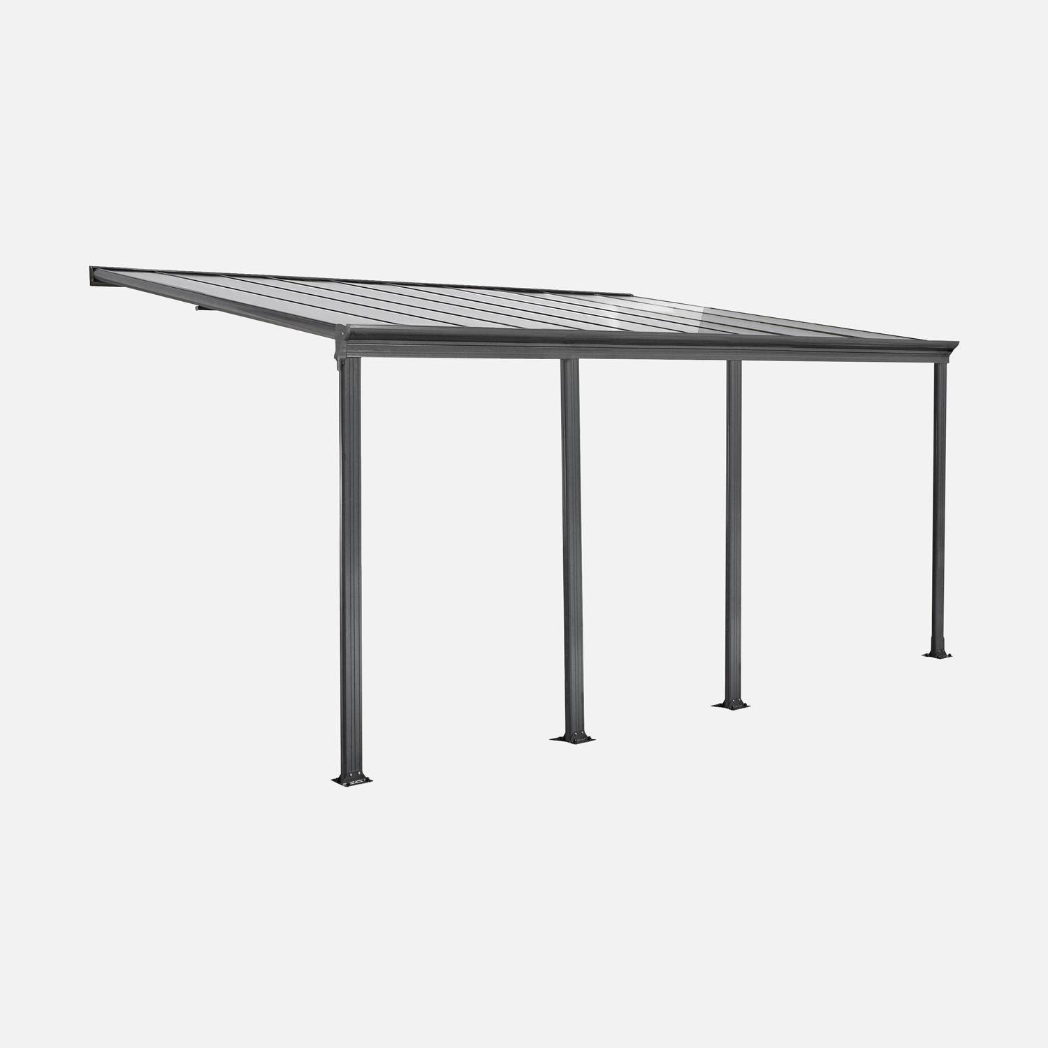 Pérgola 3x6m de aluminio con canalón, Avenio, Antracita, 618x303x258 cm,sweeek,Photo2
