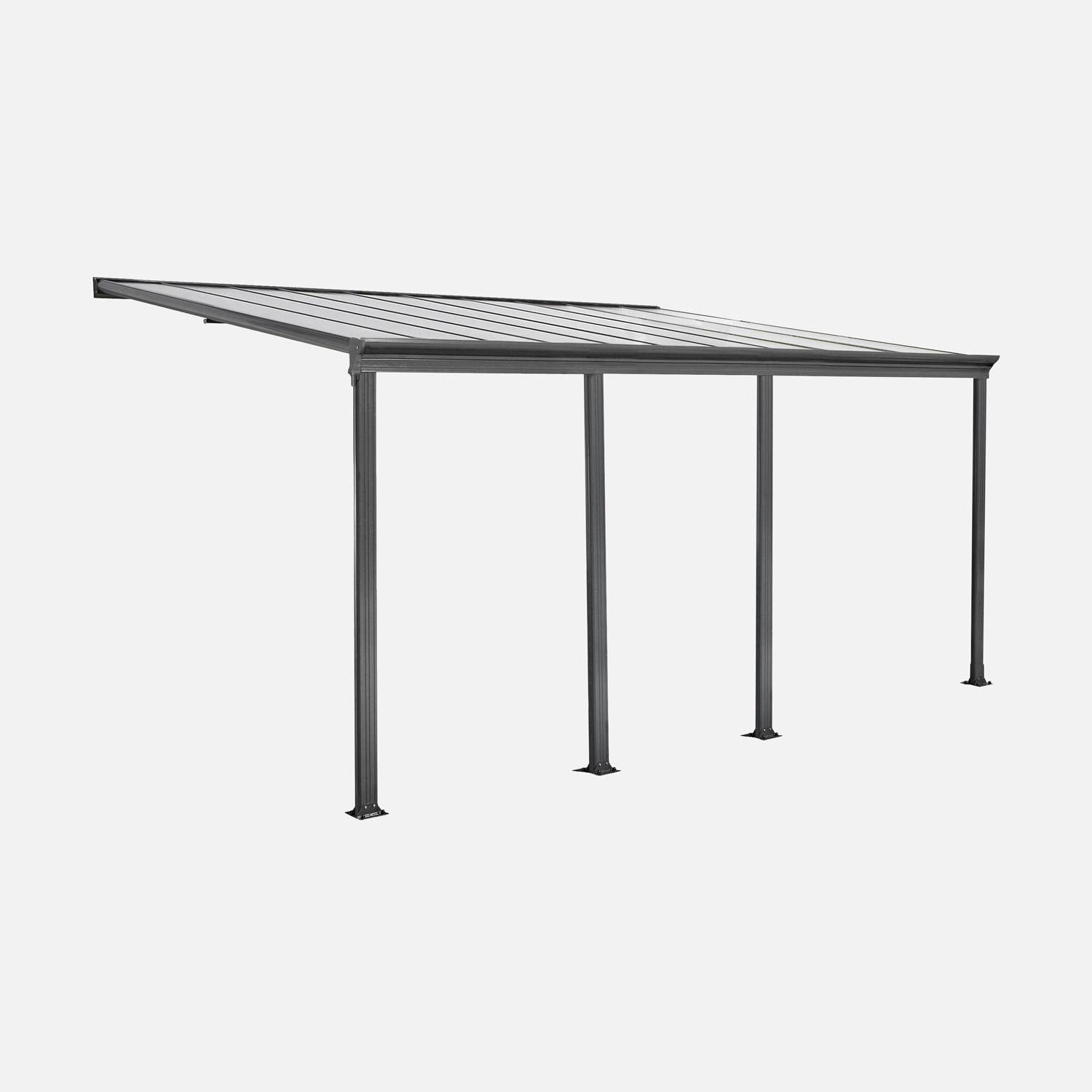 Pérgola 3x6m mural alumínio com calha, Avenio, Antracite, 618x303x258 cm,sweeek,Photo2
