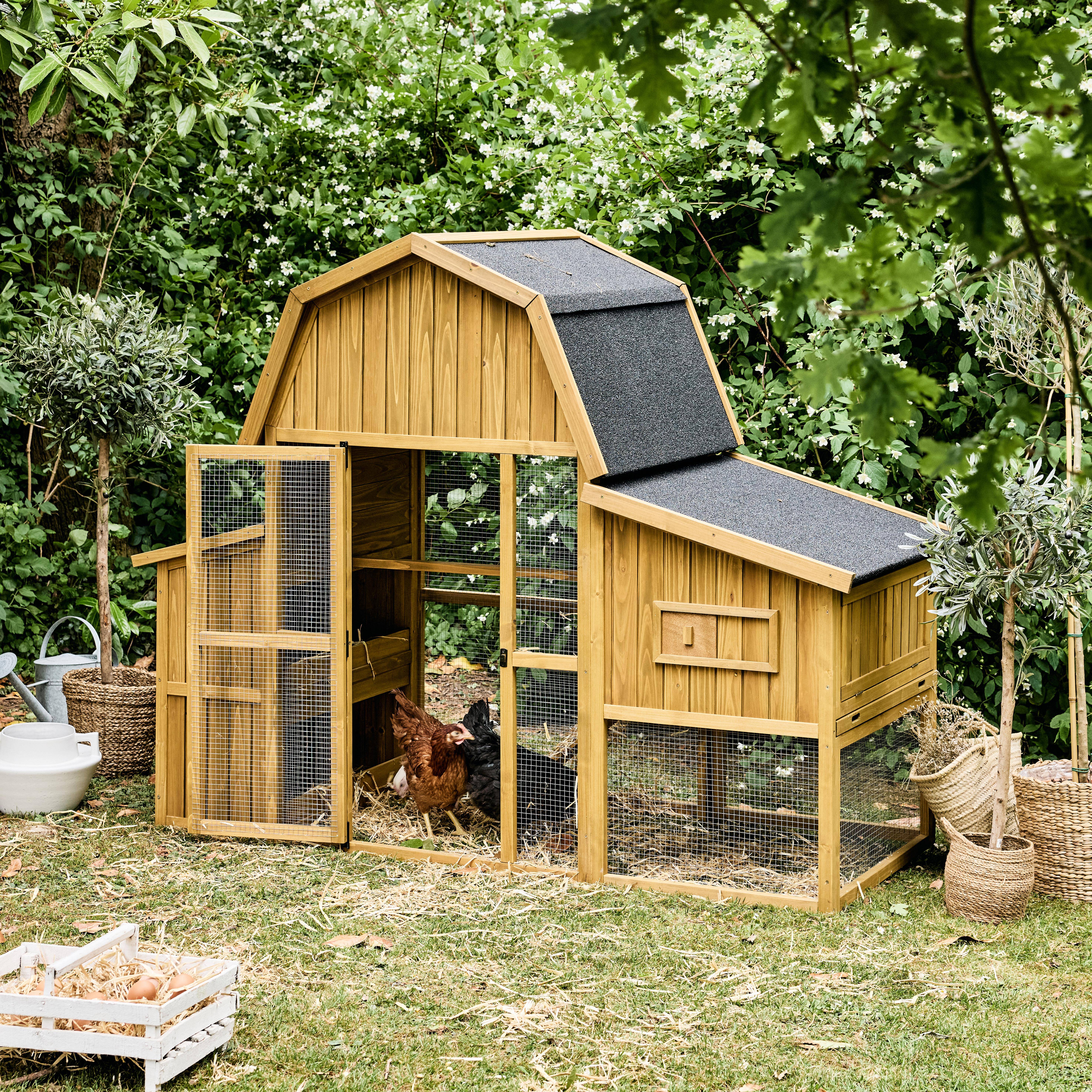 Poulailler 6 poules bois de sapin - 195,5 x 90 x 152,5 cm - Gasconne Photo2