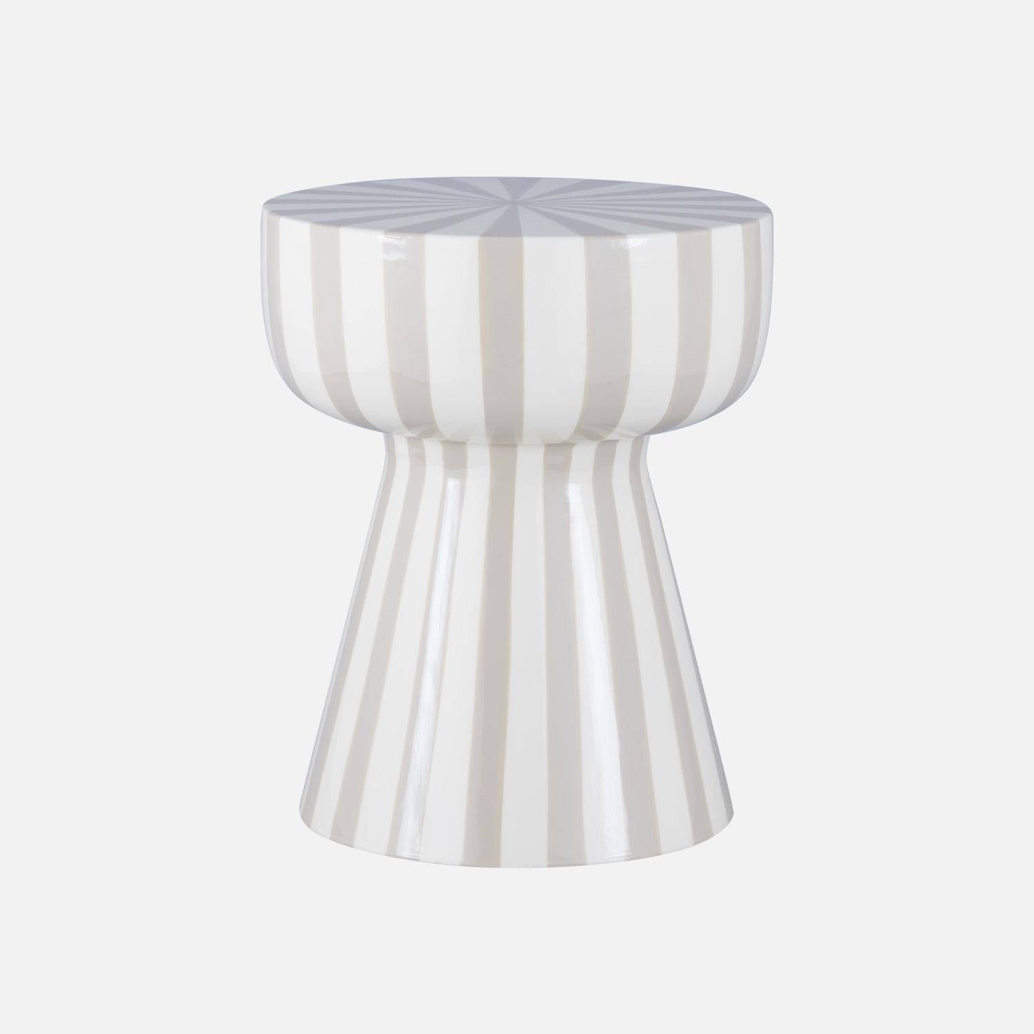 Mesa de apoio em aço esmaltado listras, Ziggy, Gris beige, 34x34x41 cm Photo1