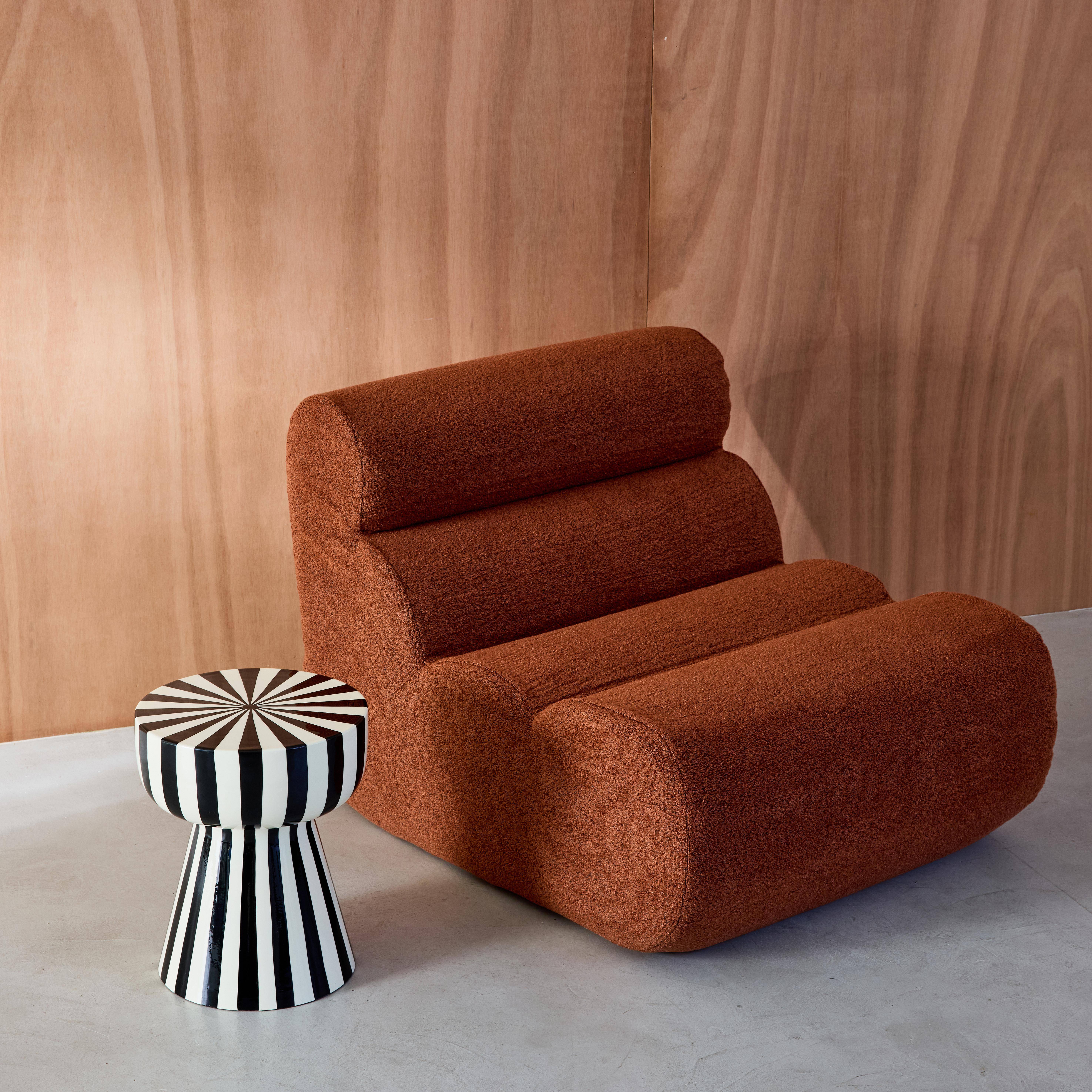 Bijzettafel, nachtkastje, geëmailleerd staal gestreept zwart en wit Ø34 x H41cm - Ziggy,sweeek,Photo3