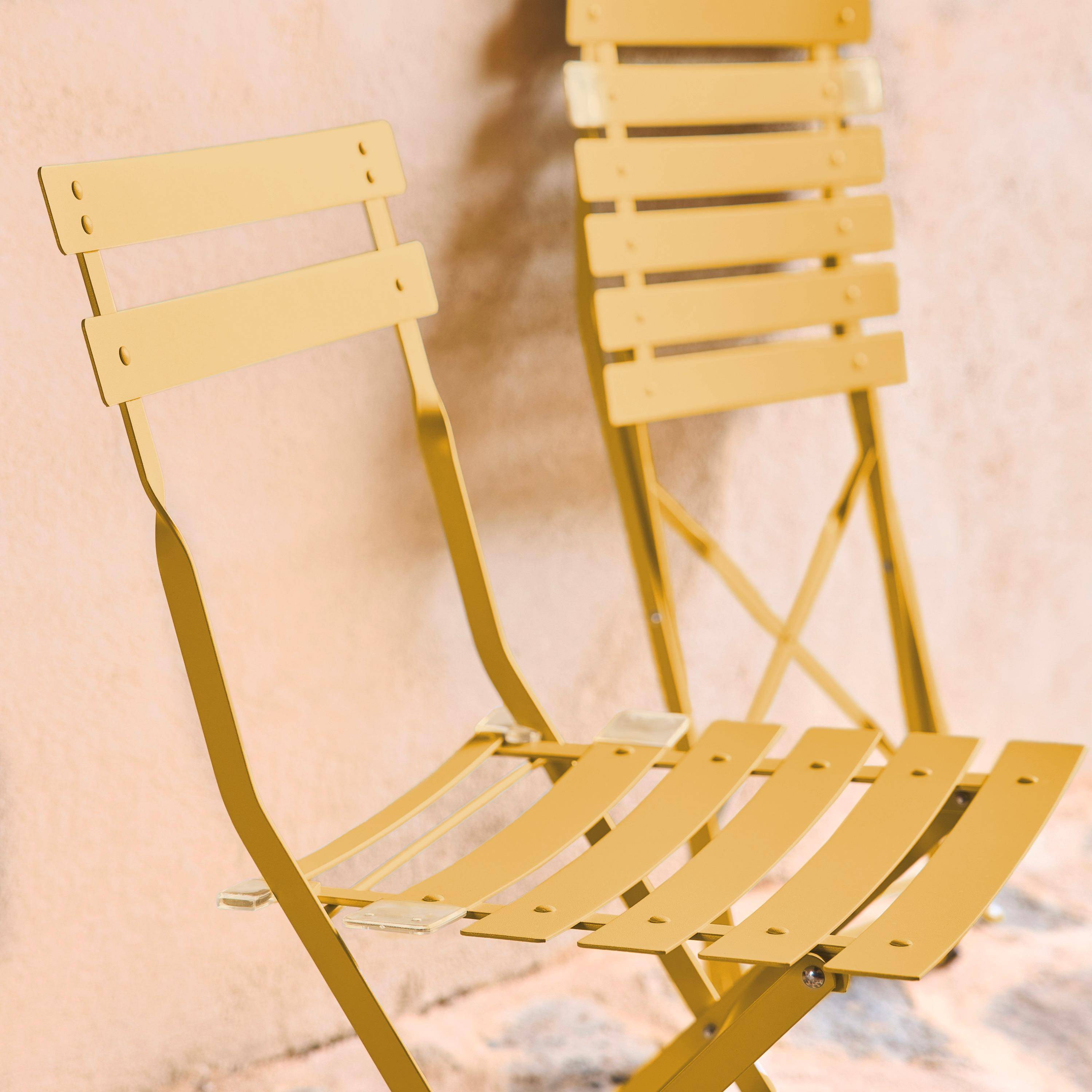 Set 2 sedie da giardino pieghevole in metallo Ocra - 49.5x41x80.5 cm,sweeek,Photo4